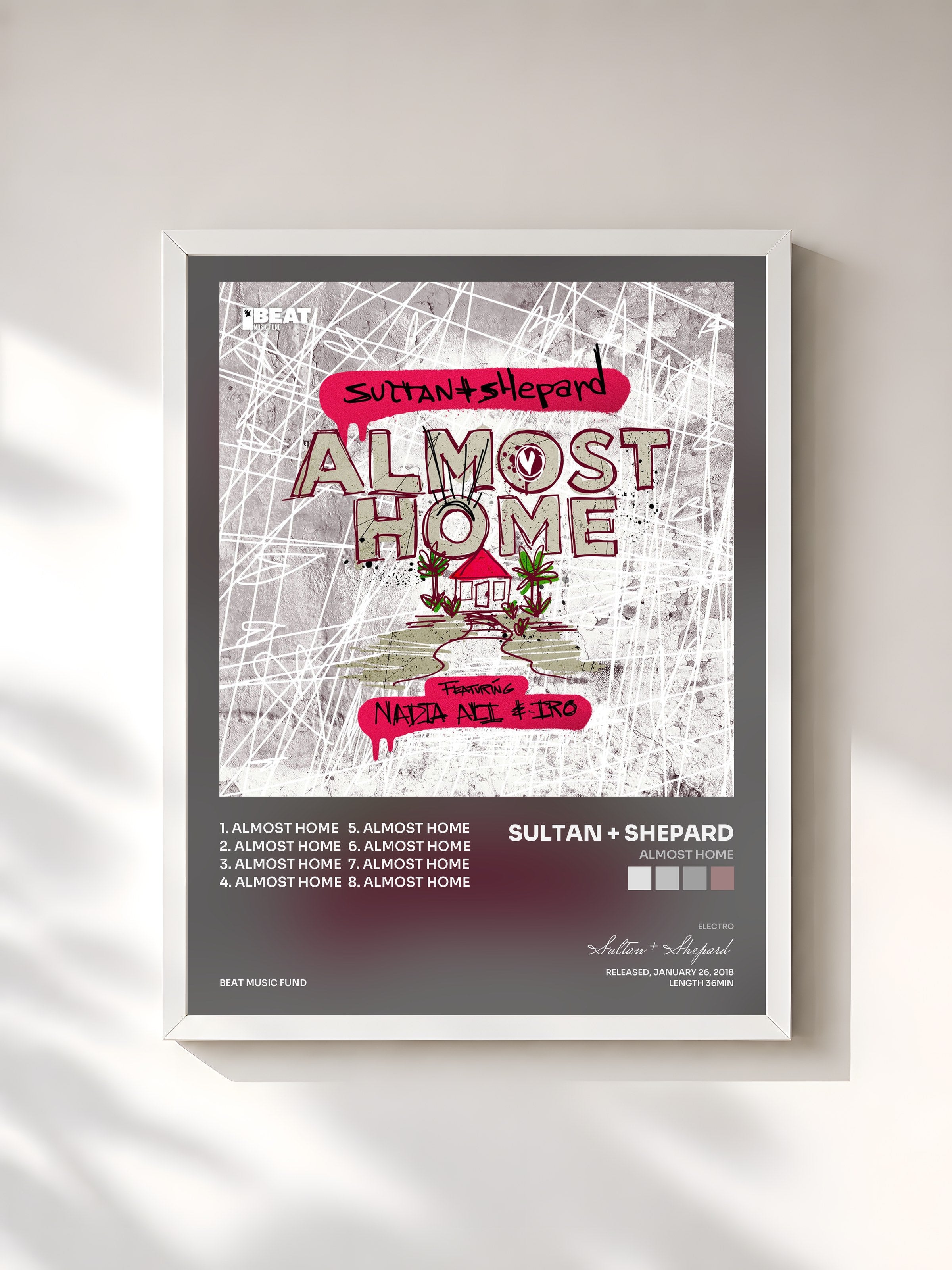 #blanc Tableau de l'album Almost Home de Sultan + Shepard, cadre blanc, imprimé et encadré en France