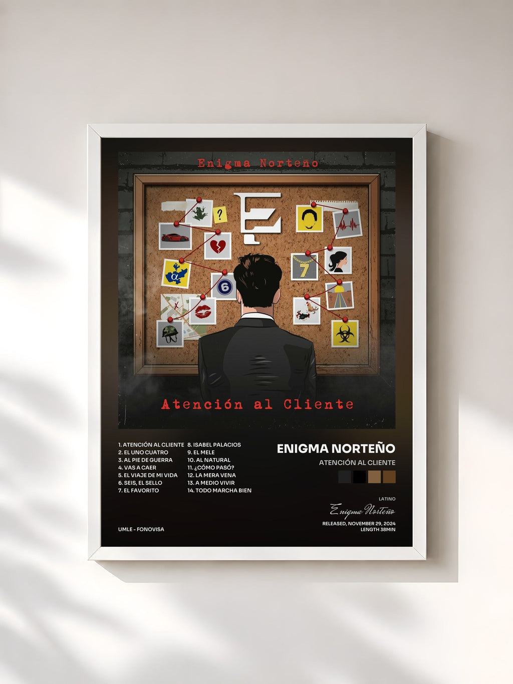 #blanc Atención Al Cliente by Enigma Norteño as a framed art print, white frame, printed and framed in France