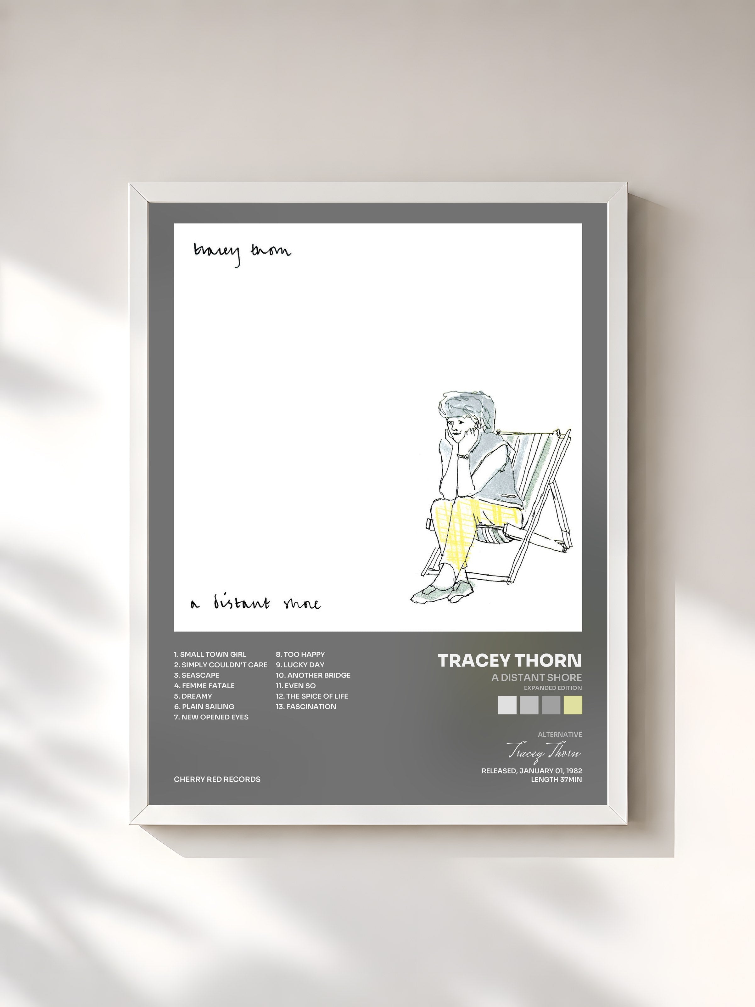 #blanc Tableau de l'album A Distant Shore (Expanded Edition) de Tracey Thorn, cadre blanc, imprimé et encadré en France