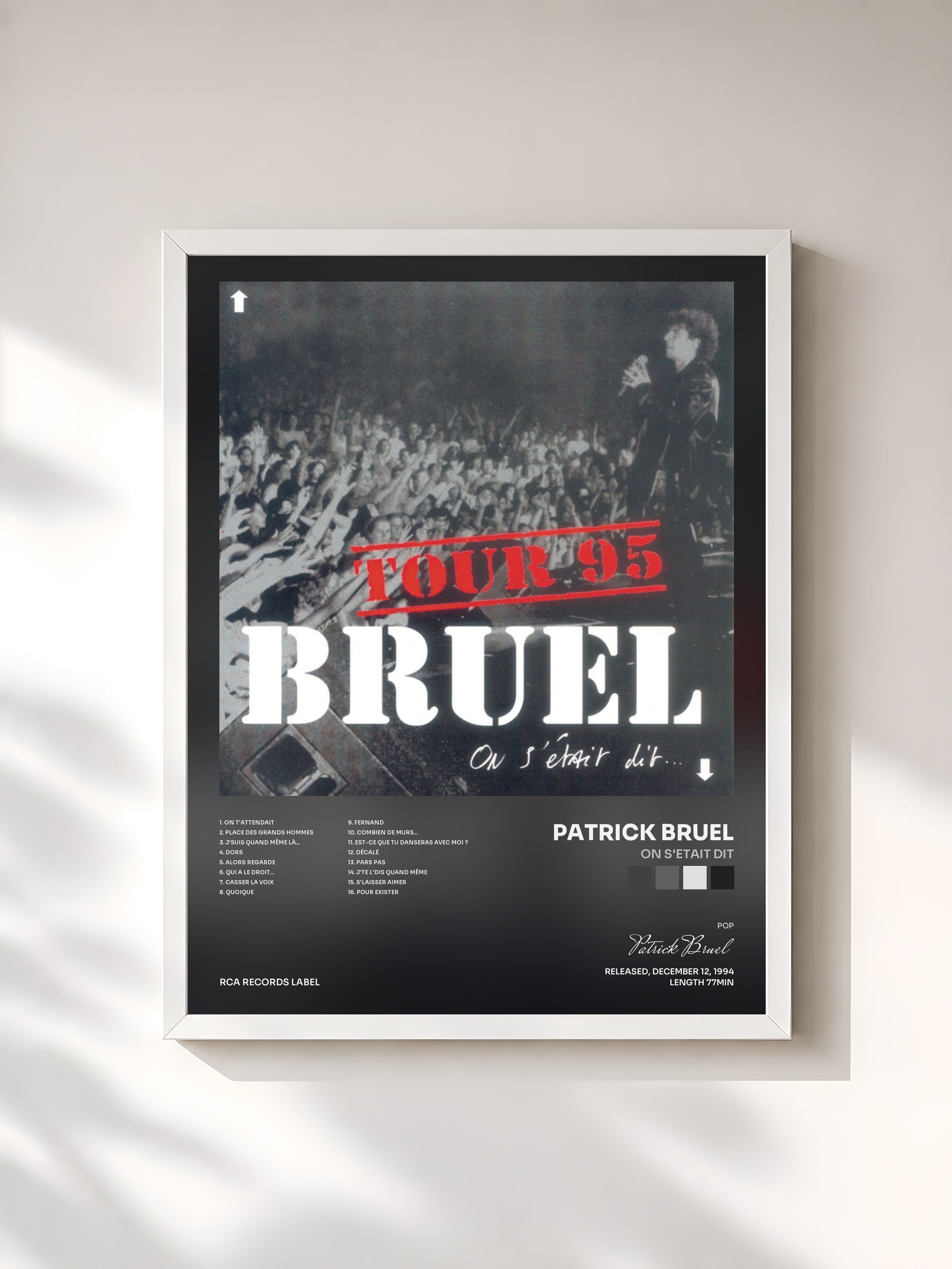 #blanc Tableau de l'album On s'etait dit de Patrick Bruel, cadre blanc, imprimé et encadré en France