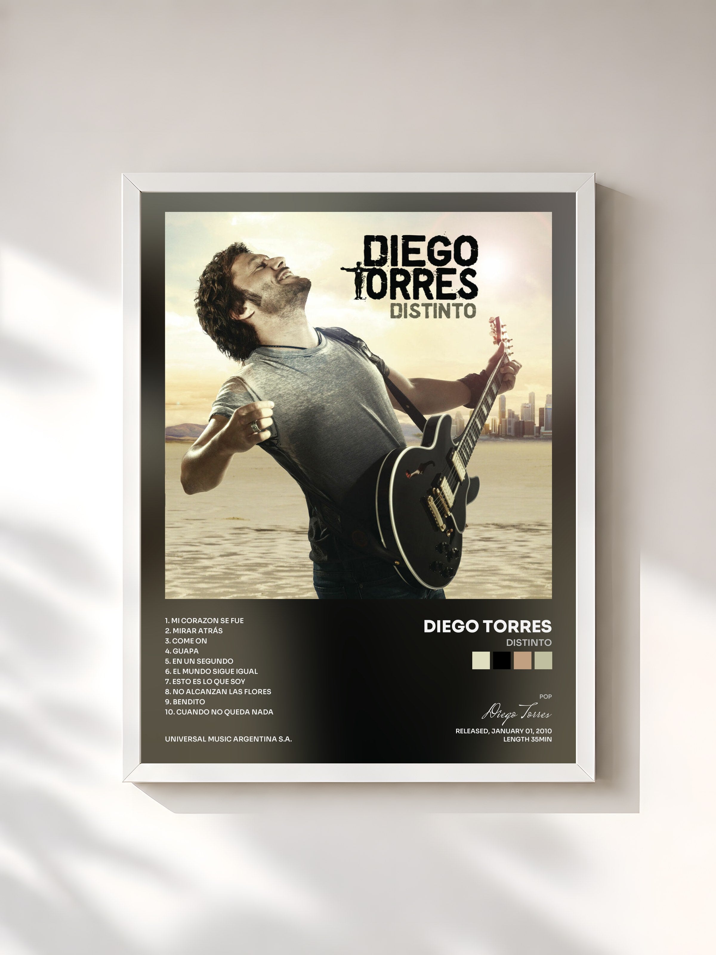 #blanc Tableau de l'album Distinto de Diego Torres, cadre blanc, imprimé et encadré en France
