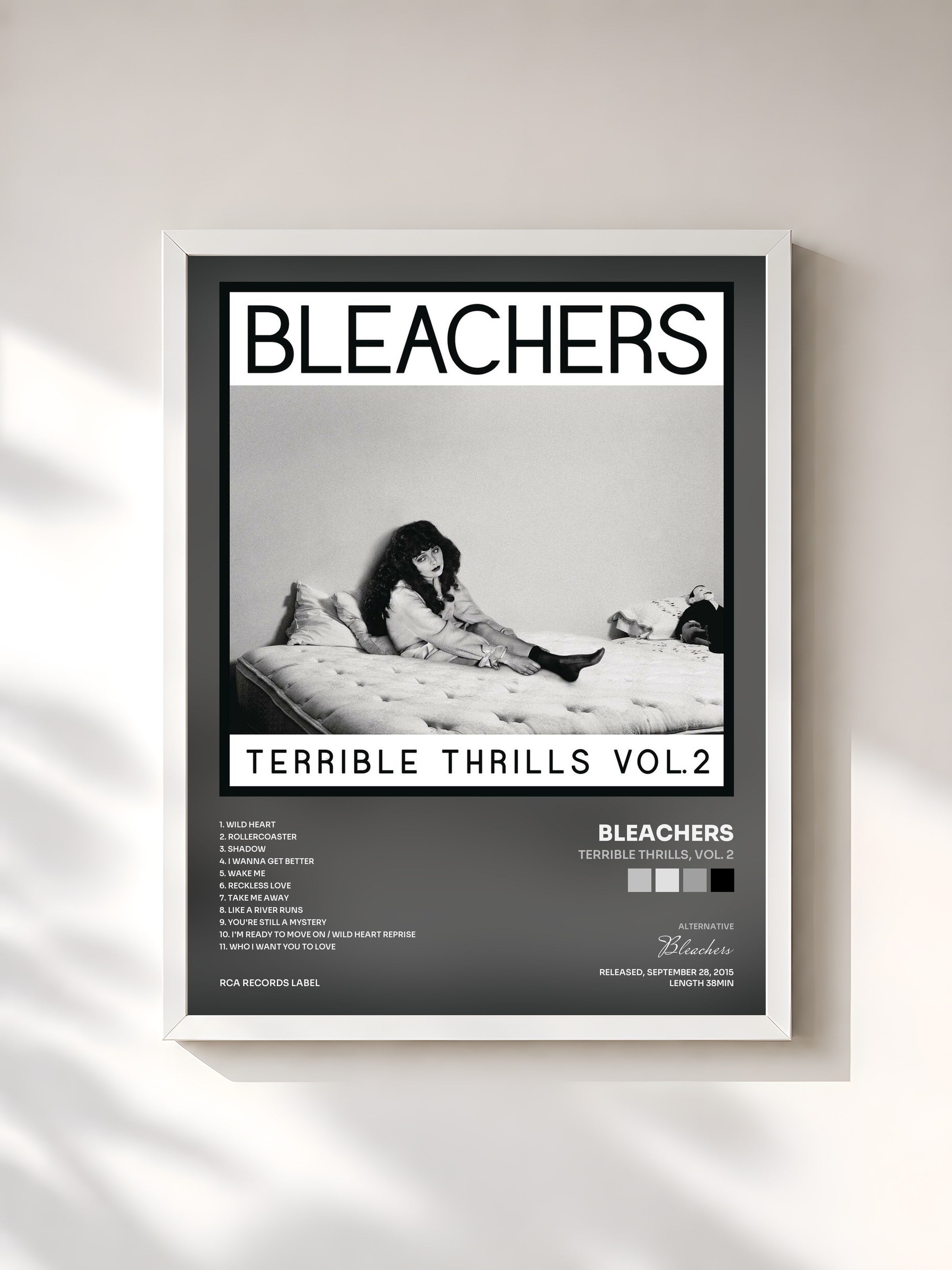 #blanc Tableau de l'album Terrible Thrills, Vol. 2 de Bleachers, cadre blanc, imprimé et encadré en France