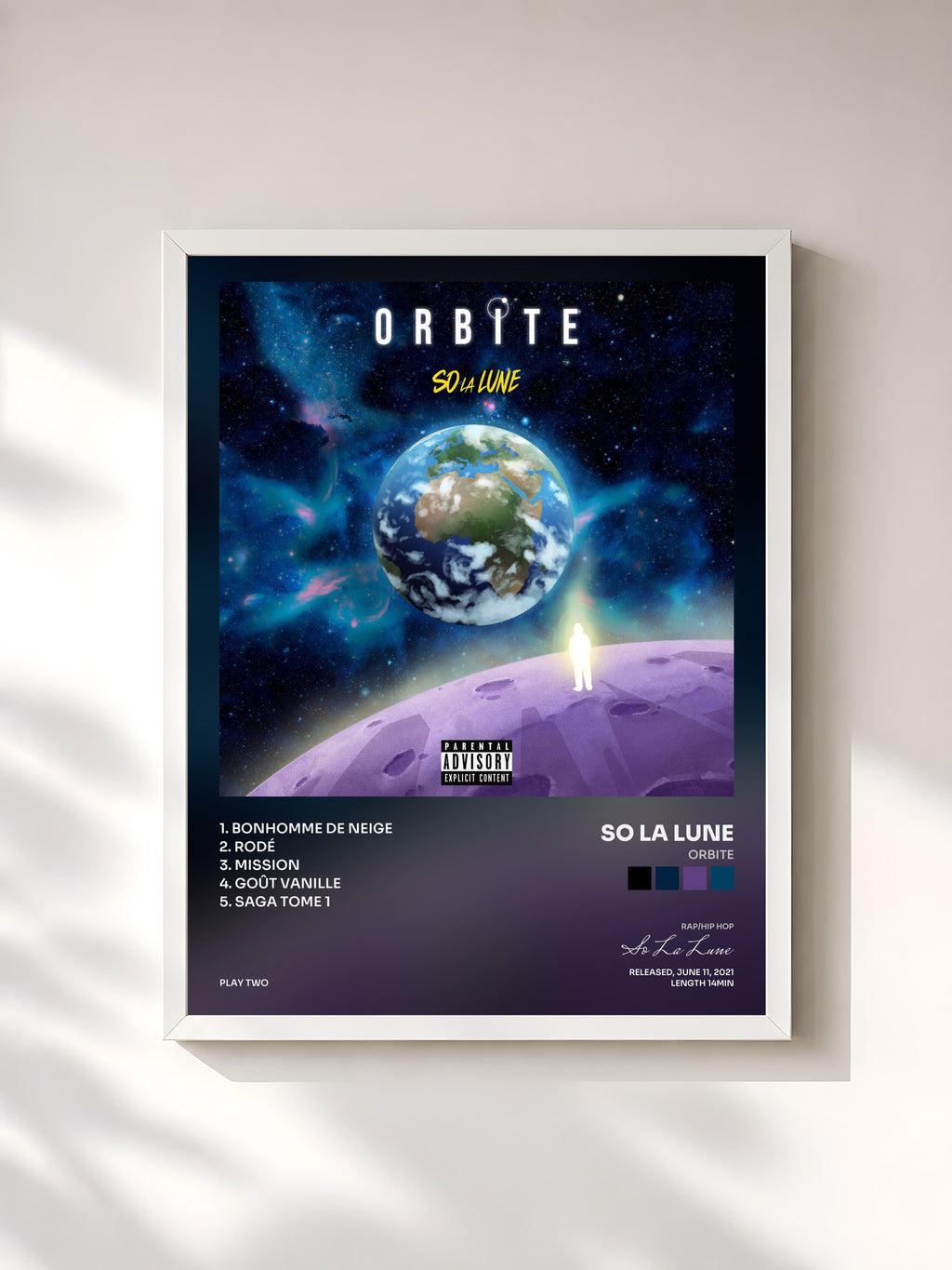 #blanc Orbite by So La Lune as a framed art print, white frame, printed and framed in France