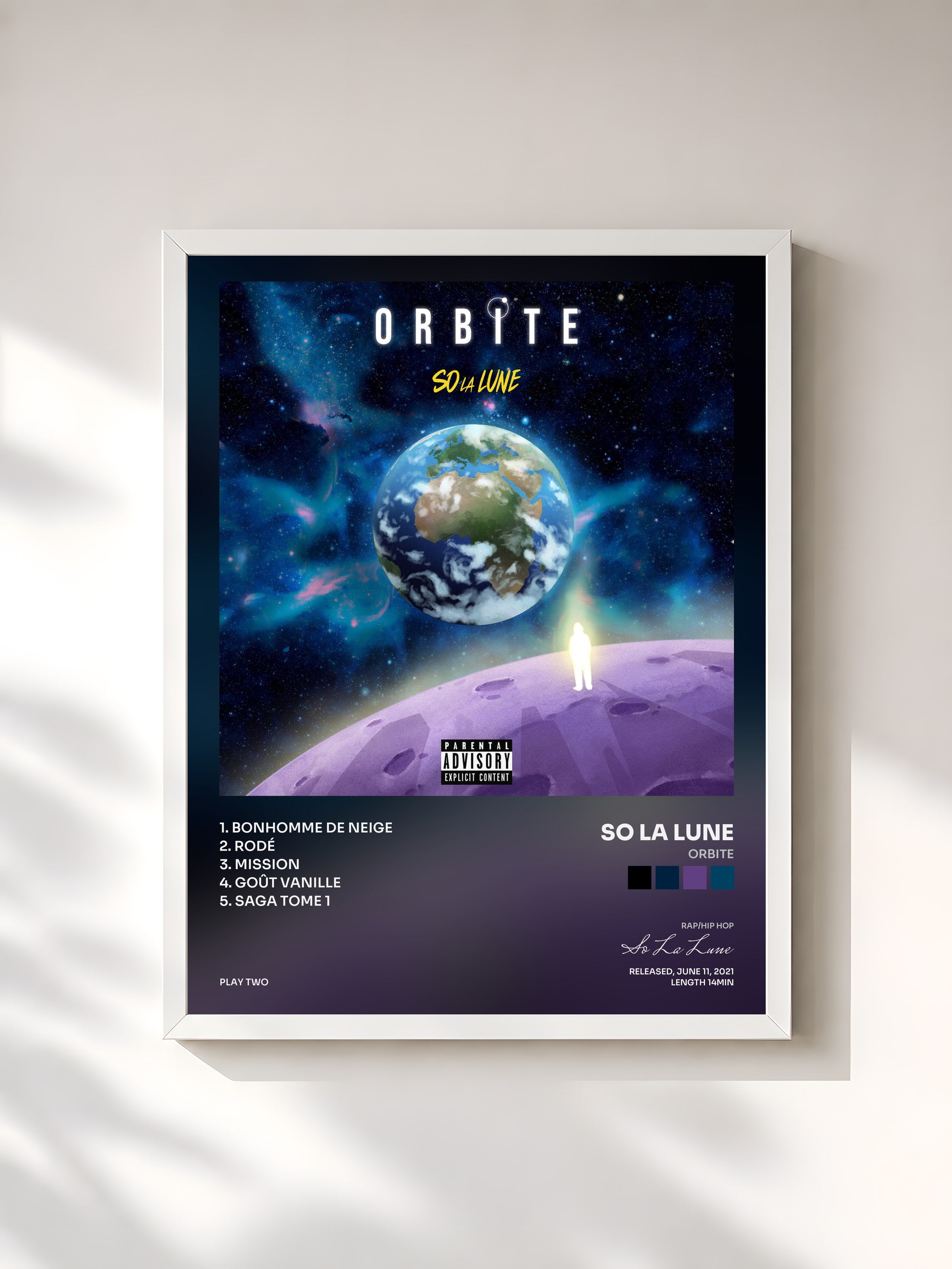 #blanc Tableau de l'album Orbite de So La Lune, cadre blanc, imprimé et encadré en France