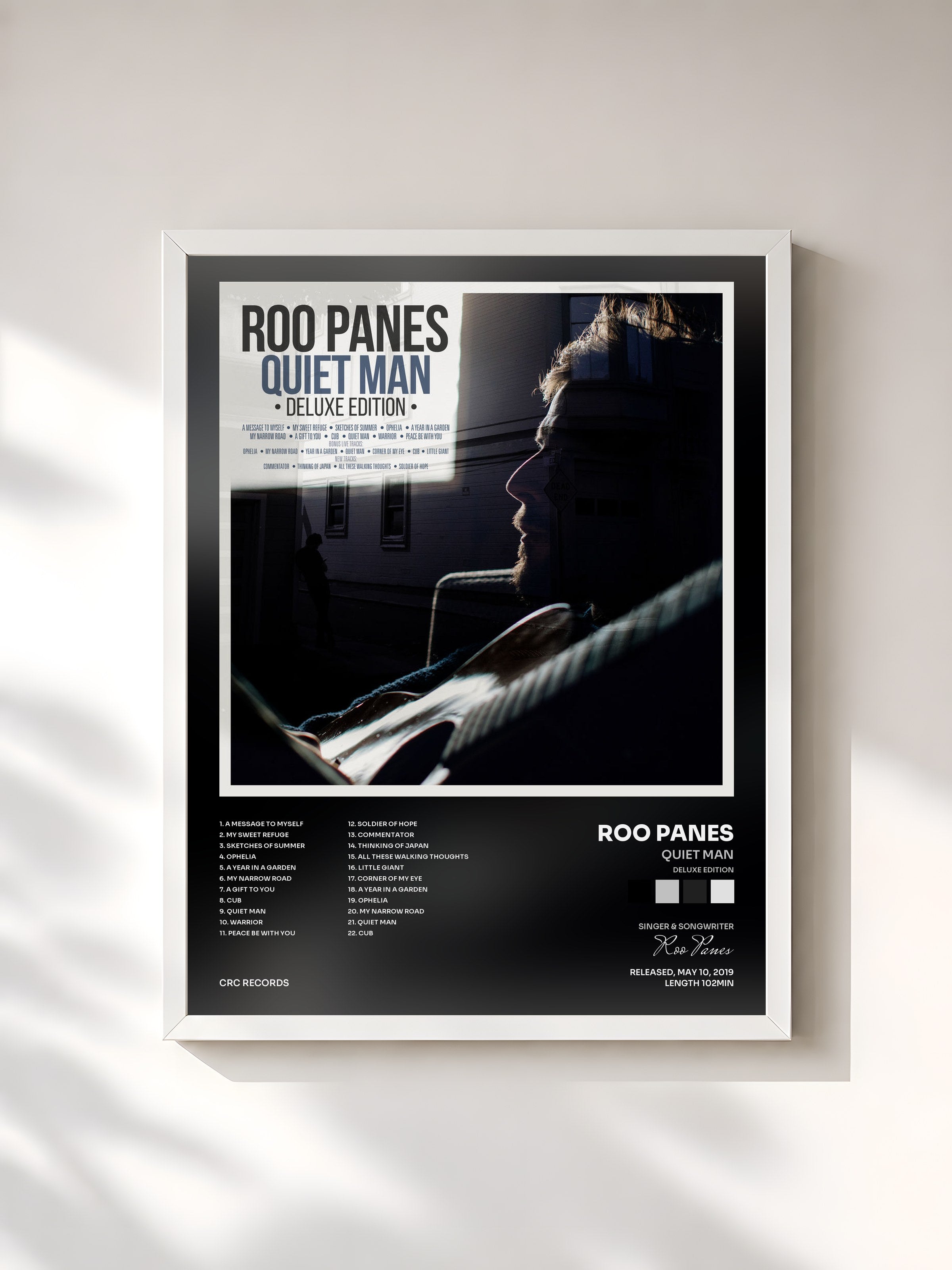 #blanc Tableau de l'album Quiet Man (Deluxe Edition) de Roo Panes, cadre blanc, imprimé et encadré en France