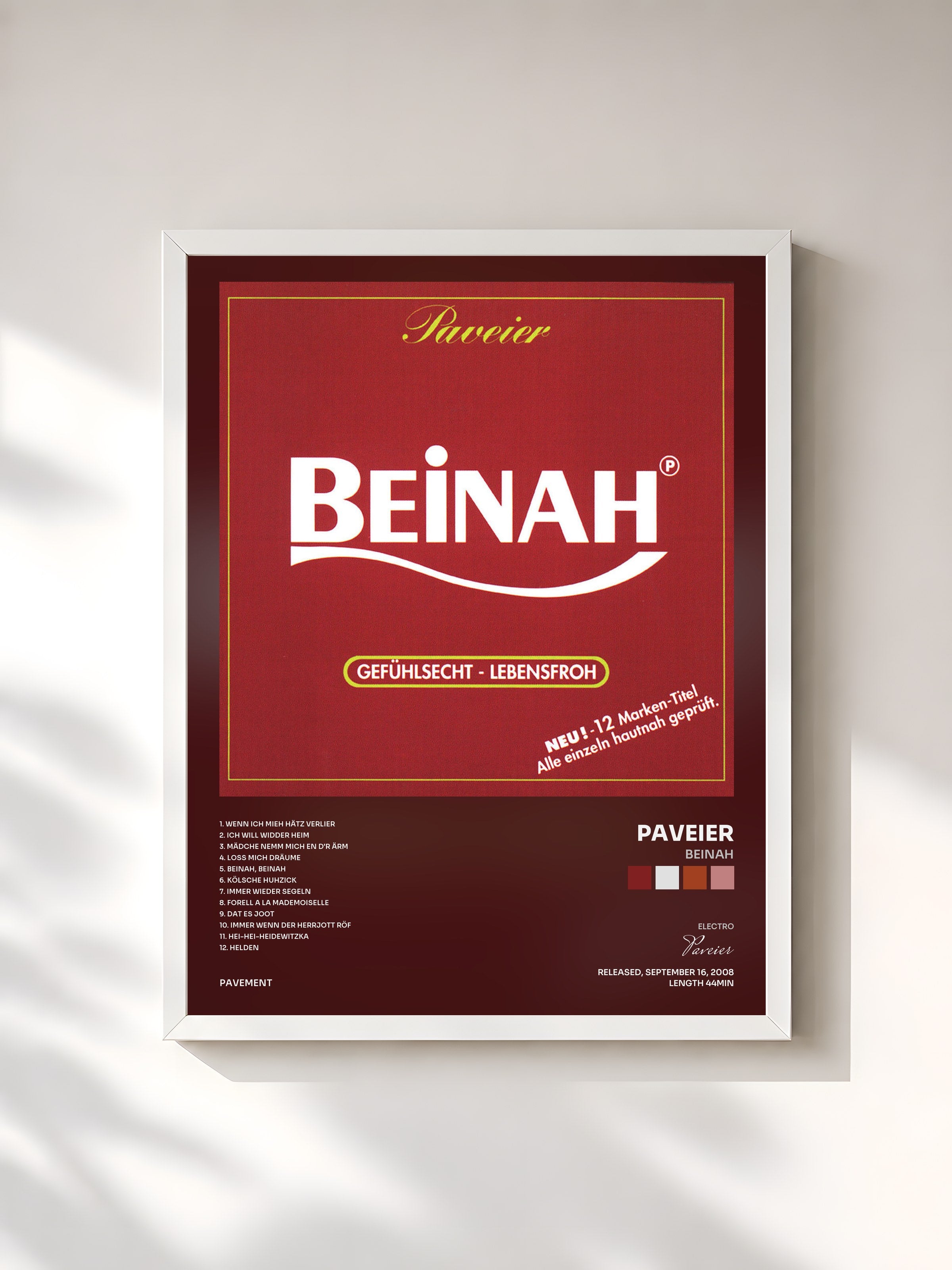 #blanc Tableau de l'album Beinah de Paveier, cadre blanc, imprimé et encadré en France