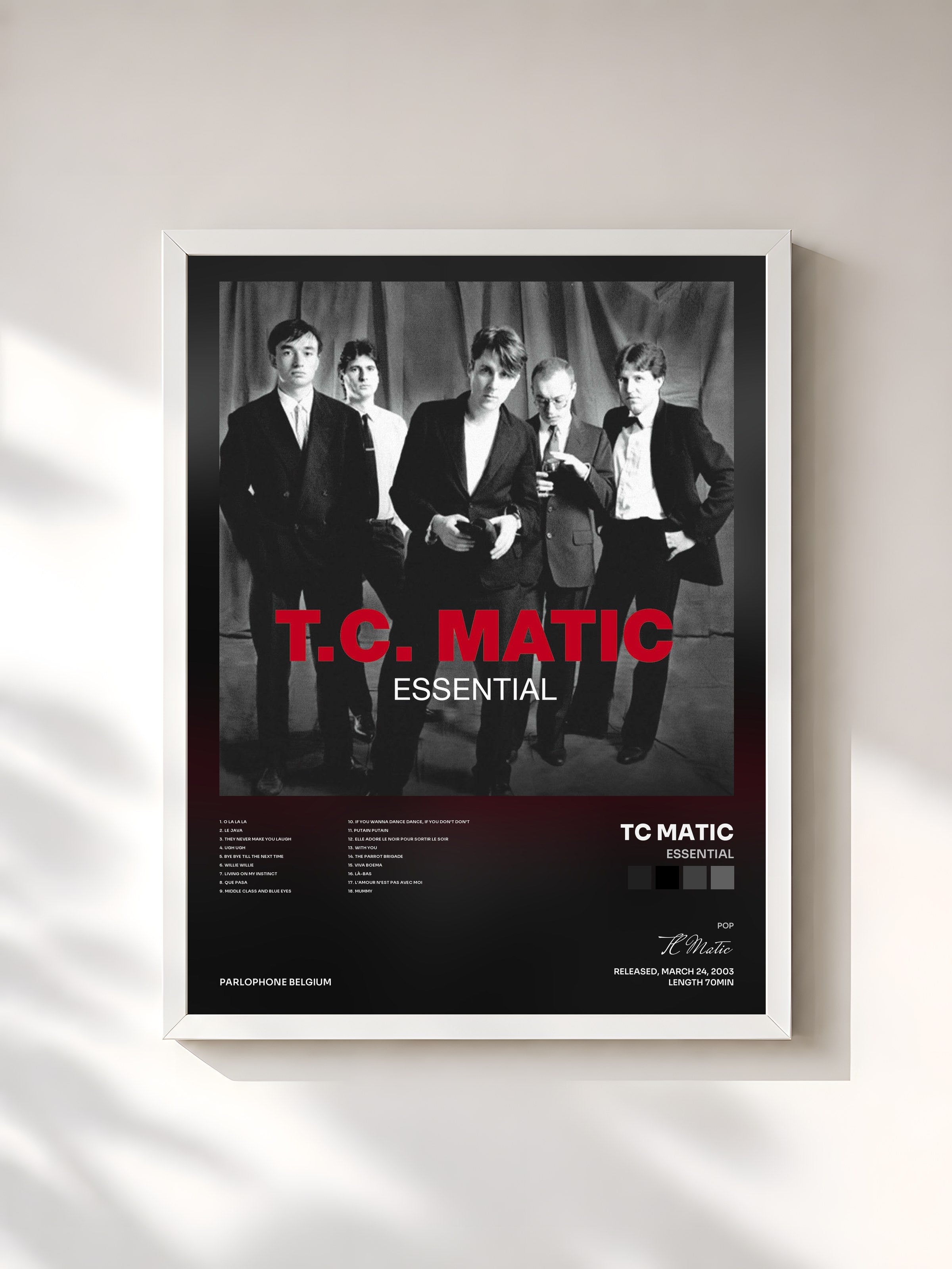 #blanc Tableau de l'album Essential de TC Matic, cadre blanc, imprimé et encadré en France