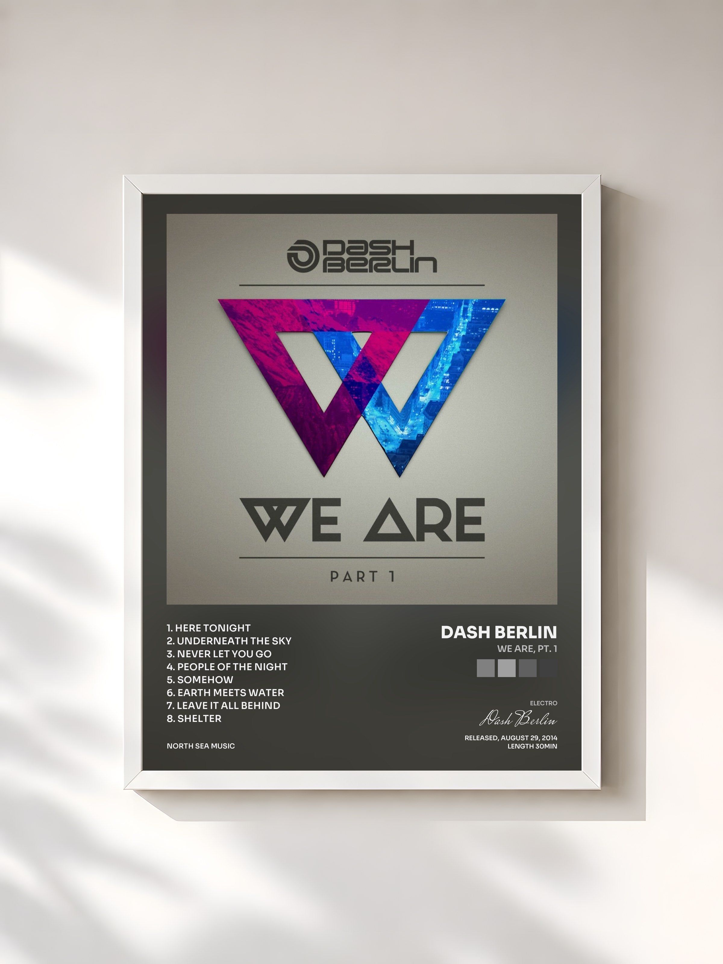 #blanc Tableau de l'album We Are, Pt. 1 de Dash Berlin, cadre blanc, imprimé et encadré en France