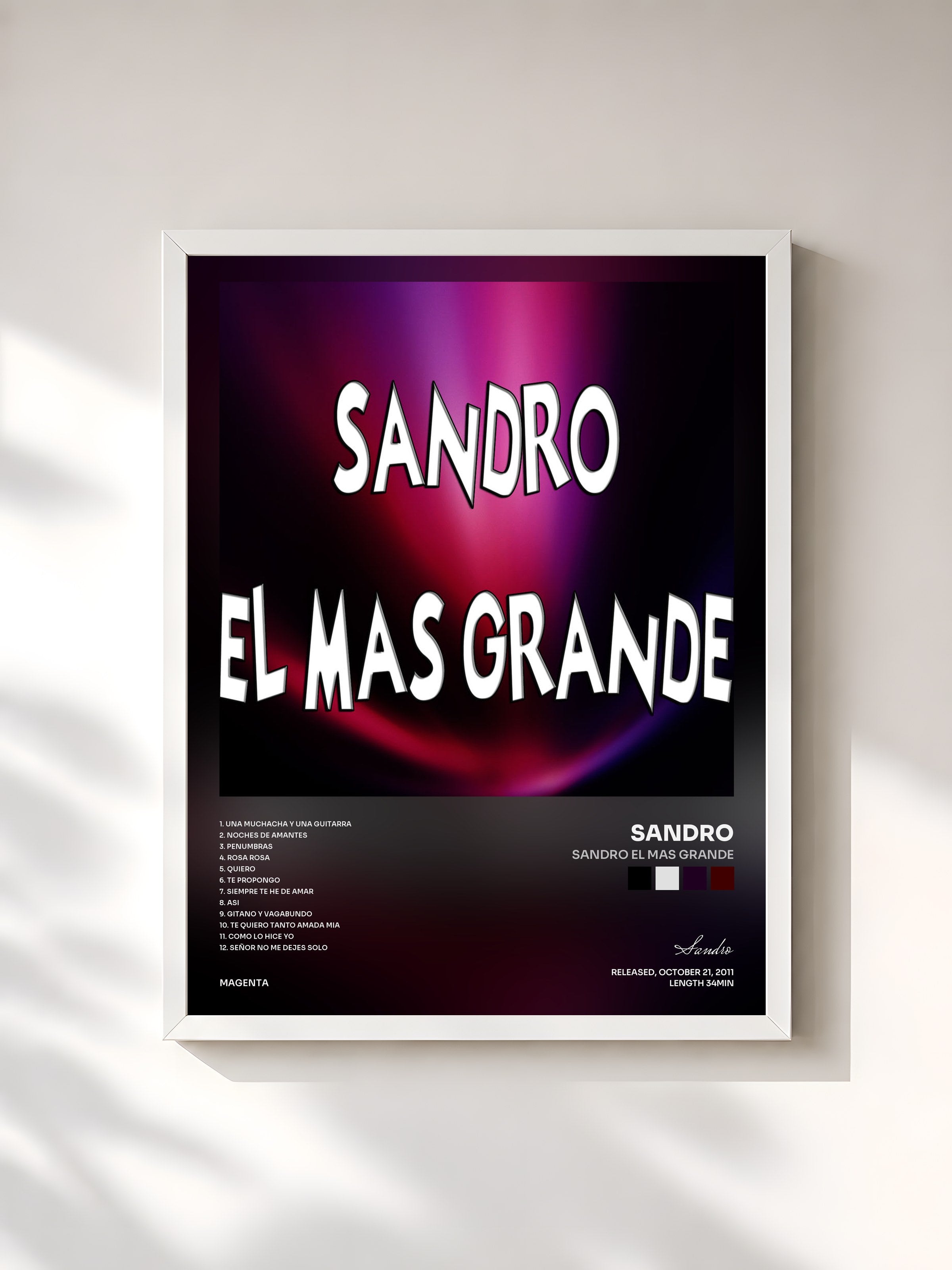 #blanc Tableau de l'album Sandro el mas grande de Sandro, cadre blanc, imprimé et encadré en France