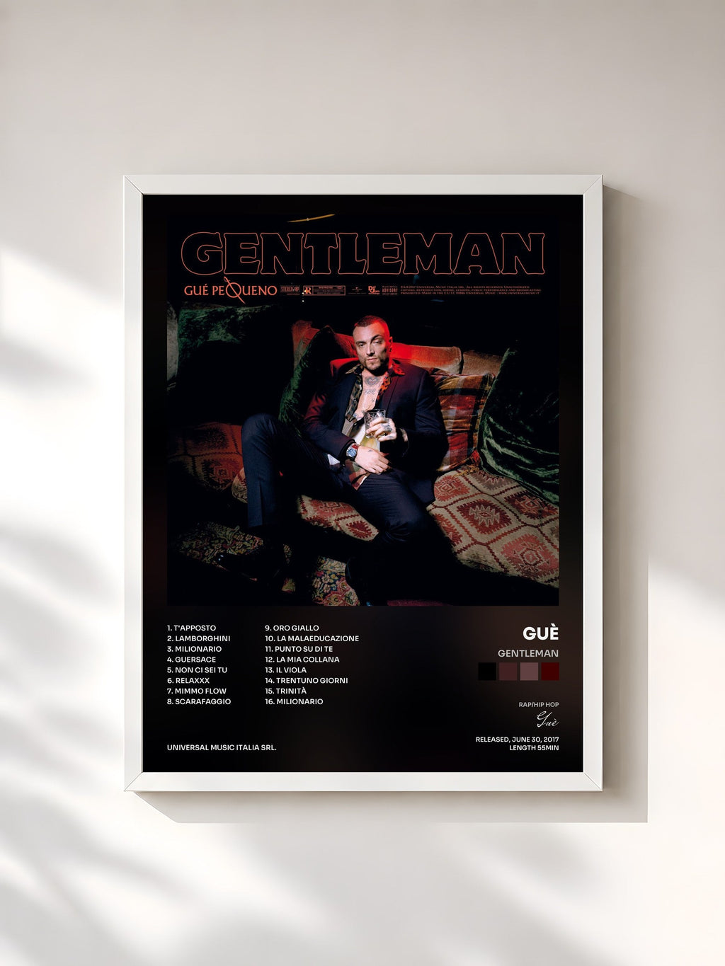 #blanc Gentleman by Guè as a framed art print, white frame, printed and framed in France