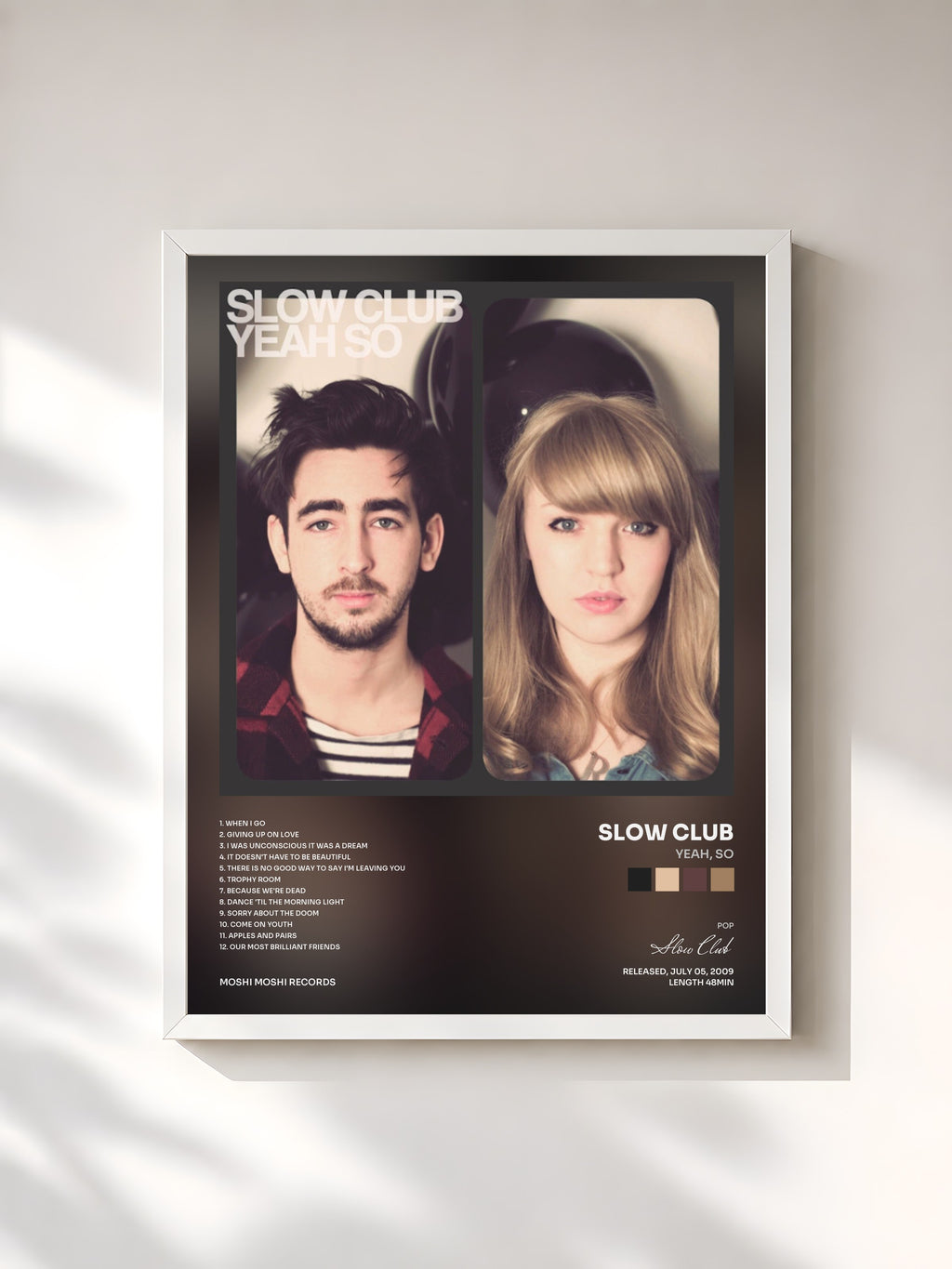 #blanc Tableau de l'album Yeah, So de Slow Club, cadre blanc, imprimé et encadré en France