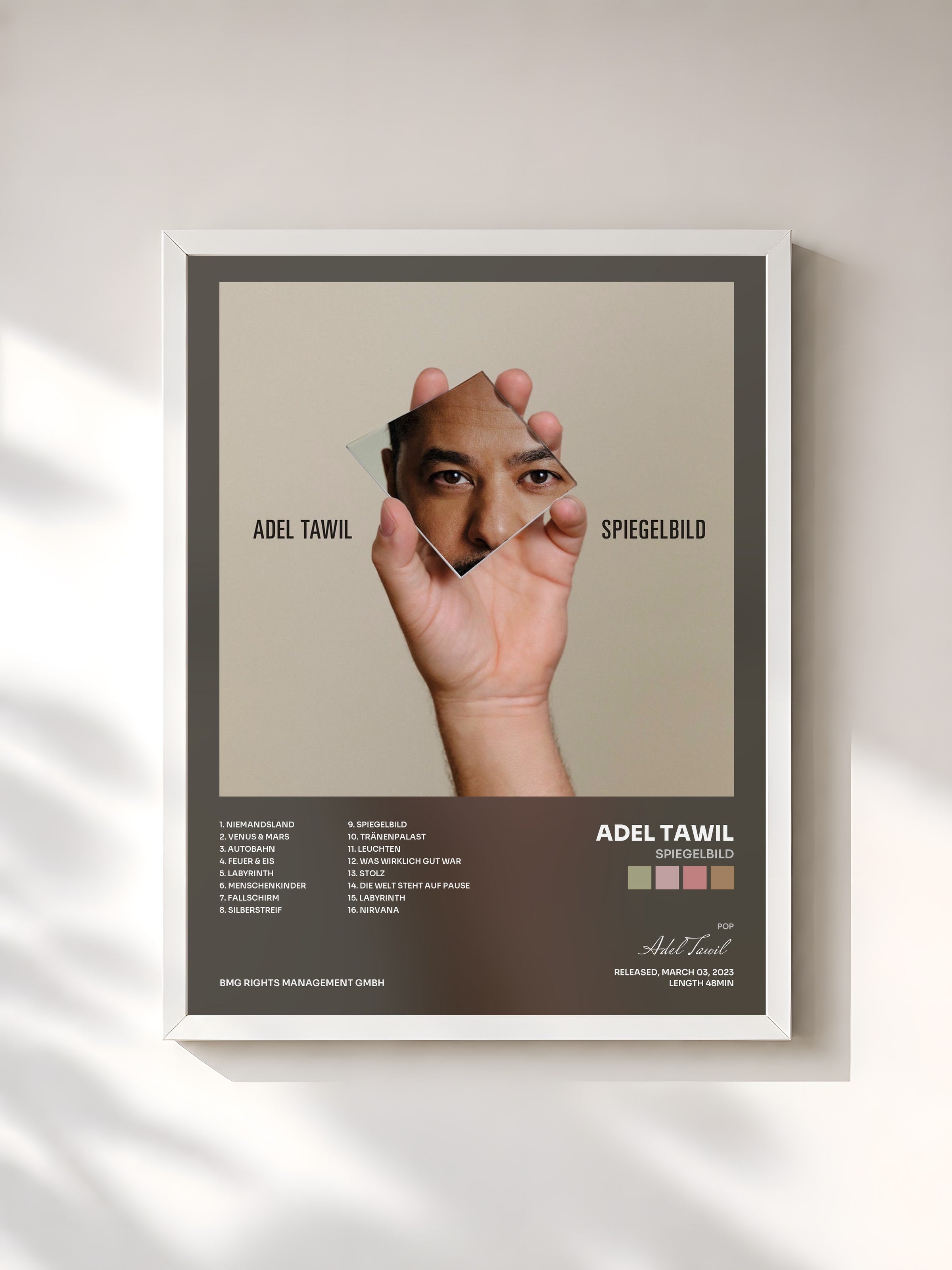 #blanc Tableau de l'album Spiegelbild de Adel Tawil, cadre blanc, imprimé et encadré en France