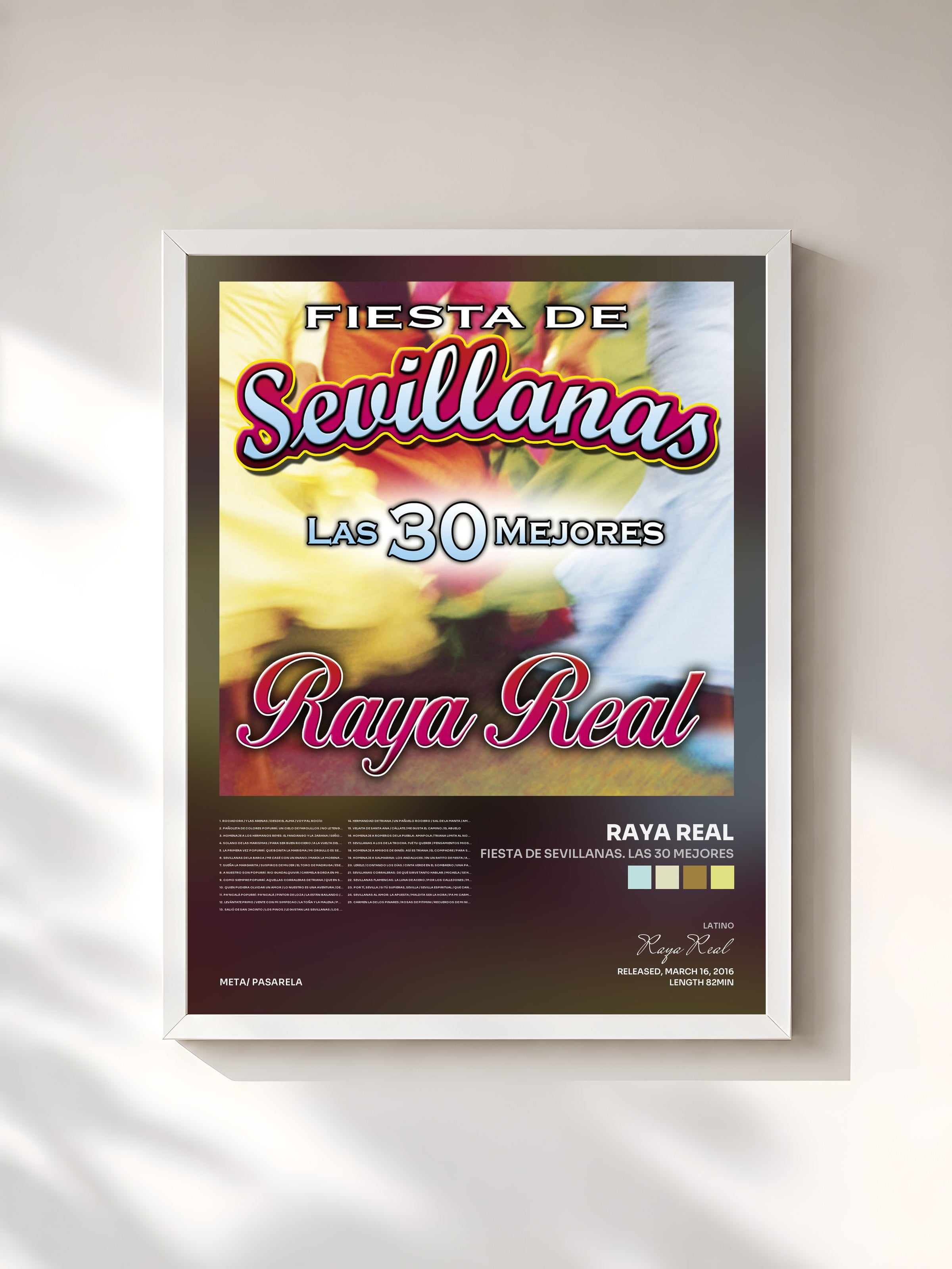 #blanc Tableau de l'album Fiesta de Sevillanas. Las 30 Mejores de Raya Real, cadre blanc, imprimé et encadré en France