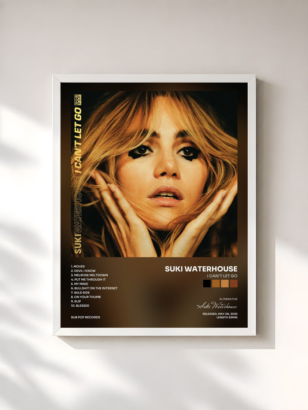 #blanc Tableau de l'album I Can't Let Go de Suki Waterhouse, cadre blanc, imprimé et encadré en France