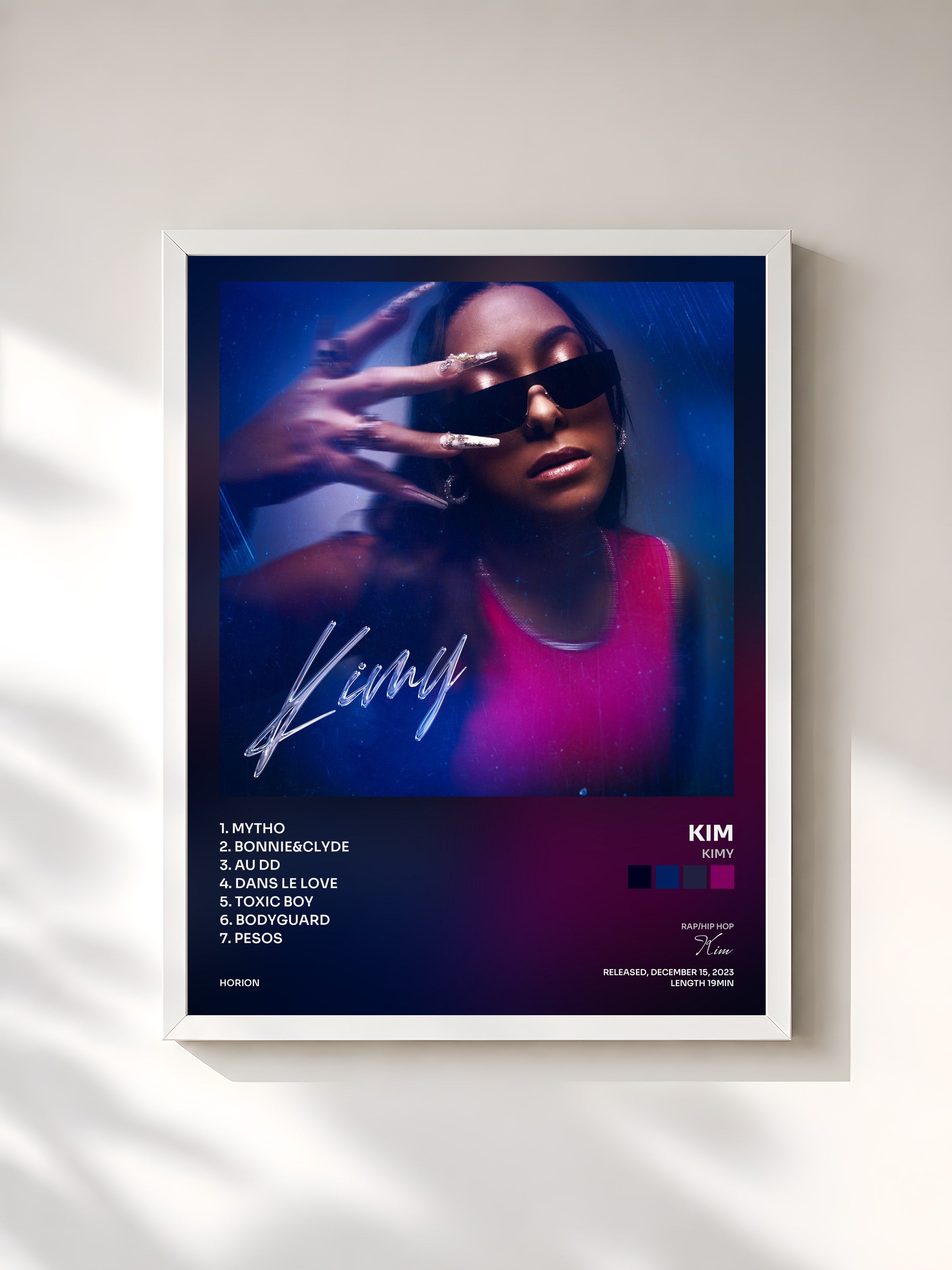 #blanc Tableau de l'album Kimy de Kim, cadre blanc, imprimé et encadré en France