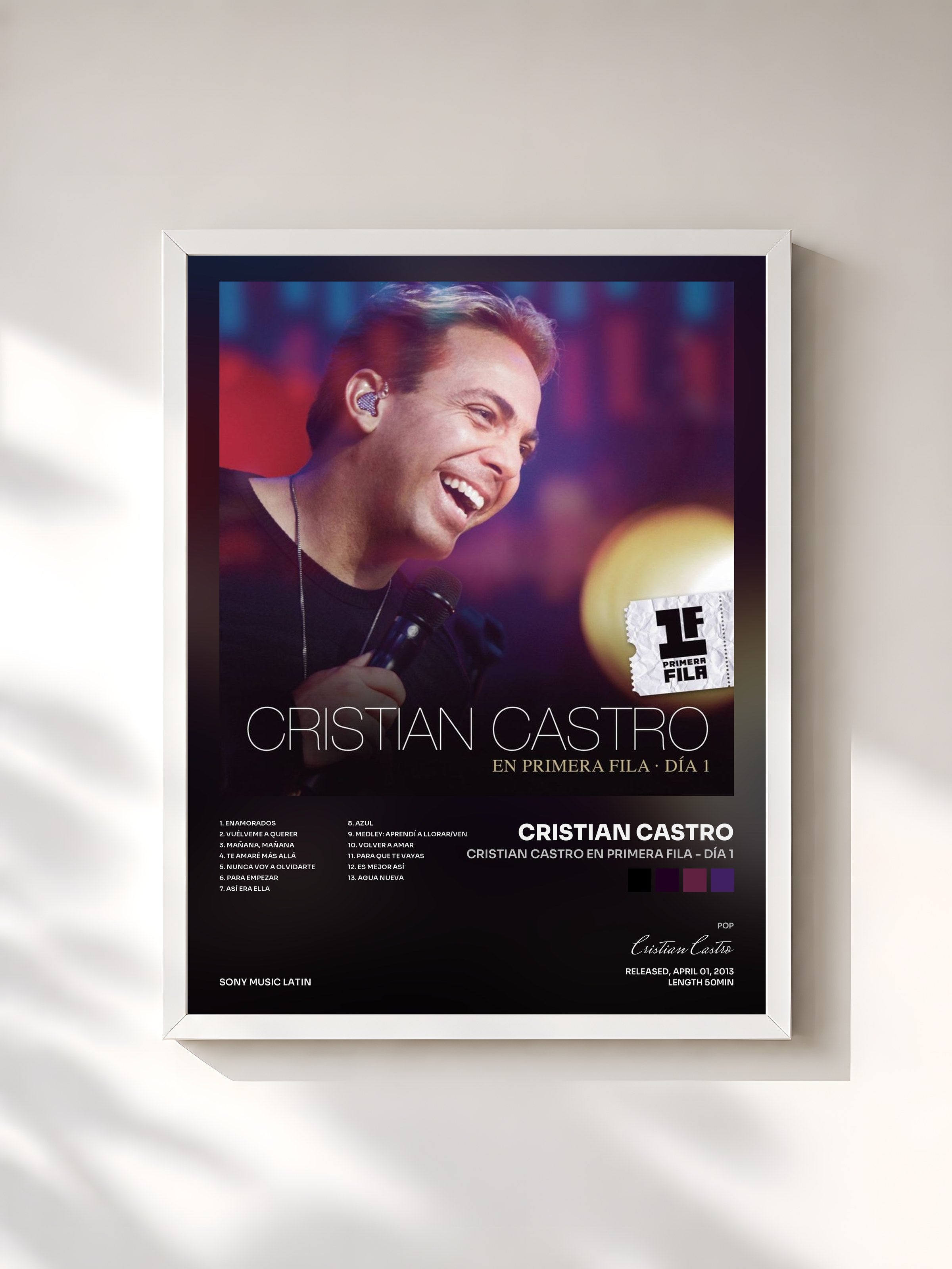 #blanc Tableau de l'album Cristian Castro En Primera Fila - Día 1 de Cristian Castro, cadre blanc, imprimé et encadré en France