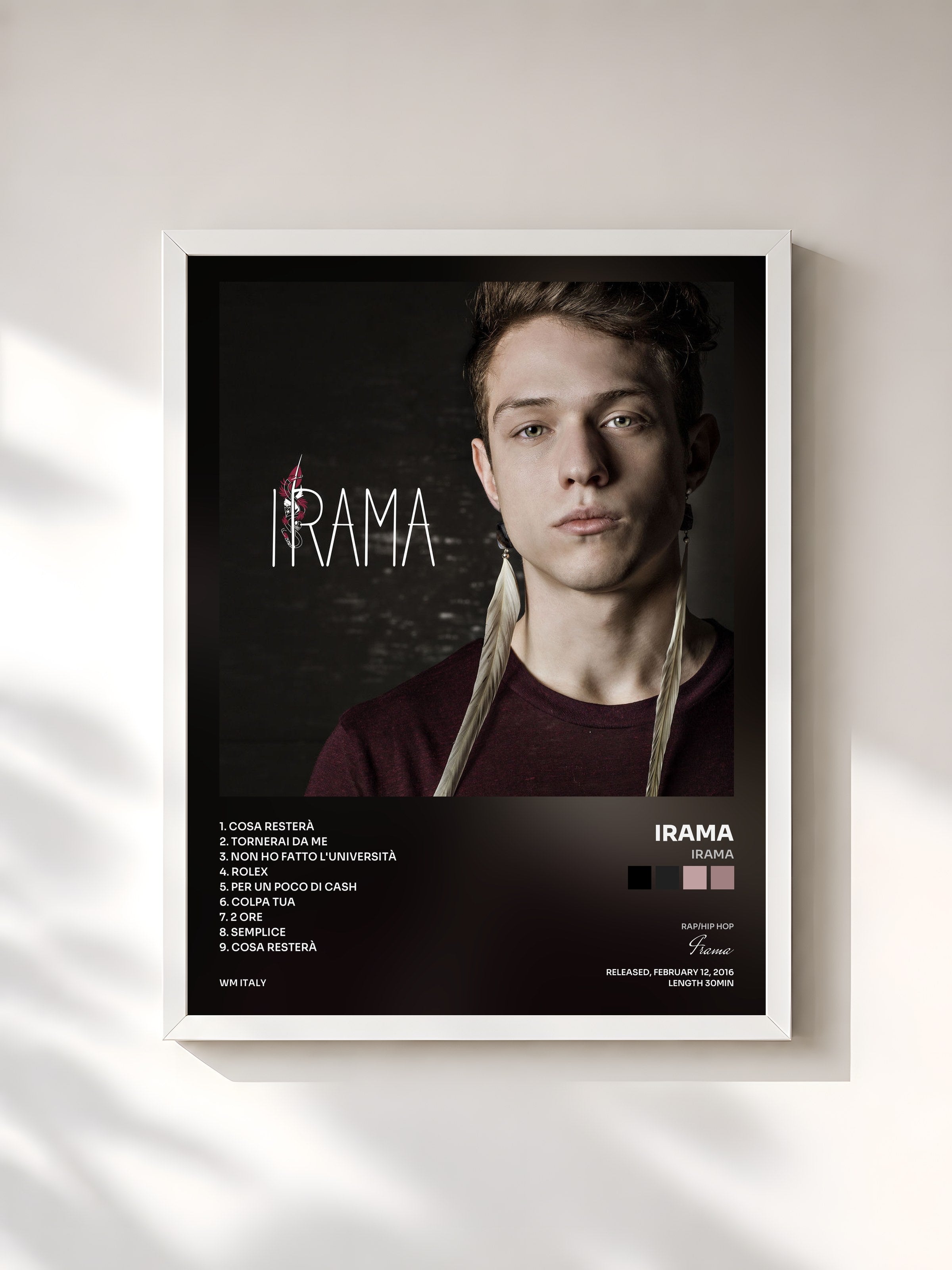 #blanc Tableau de l'album Irama de Irama, cadre blanc, imprimé et encadré en France