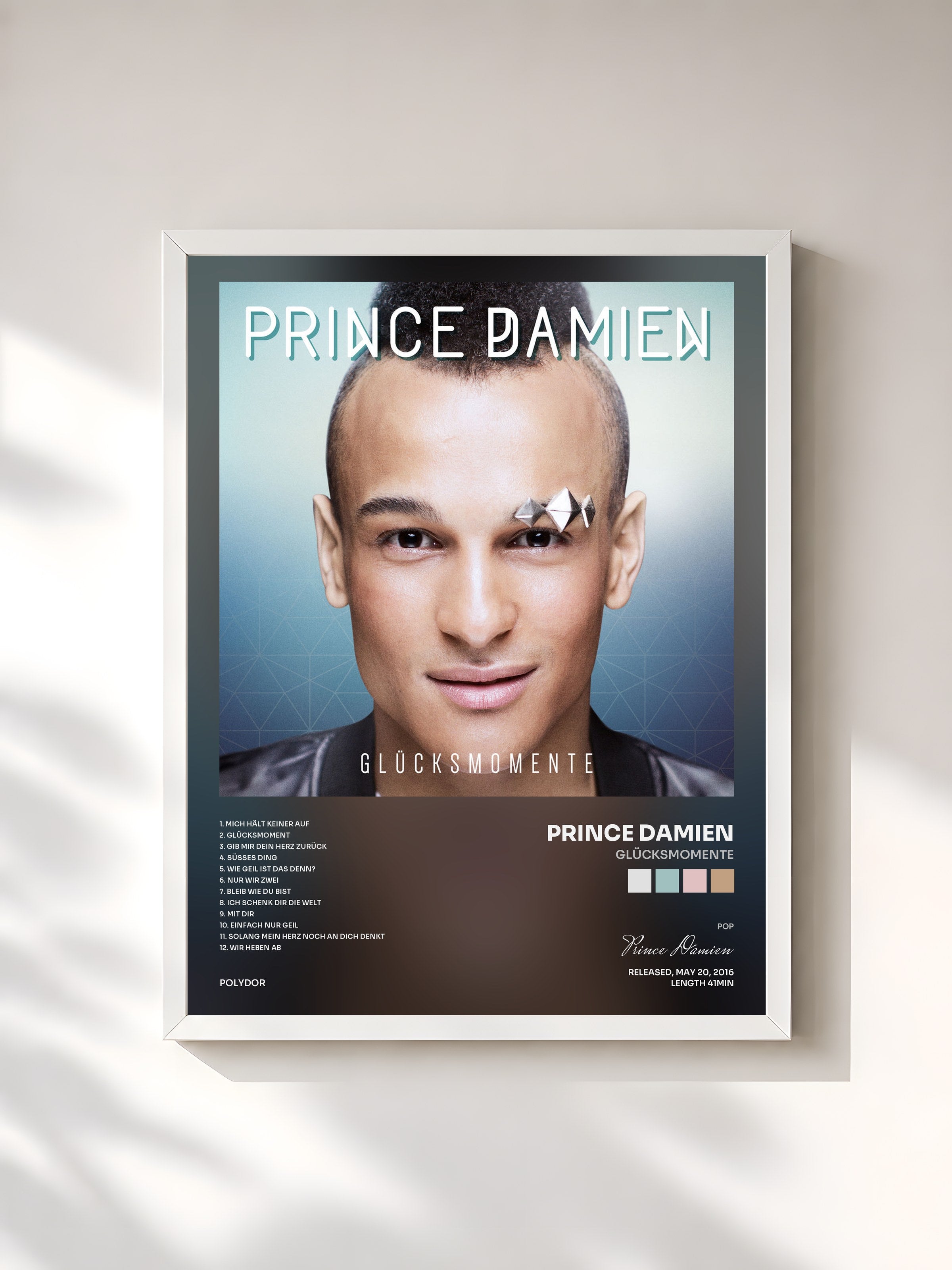 #blanc Tableau de l'album Glücksmomente de Prince Damien, cadre blanc, imprimé et encadré en France
