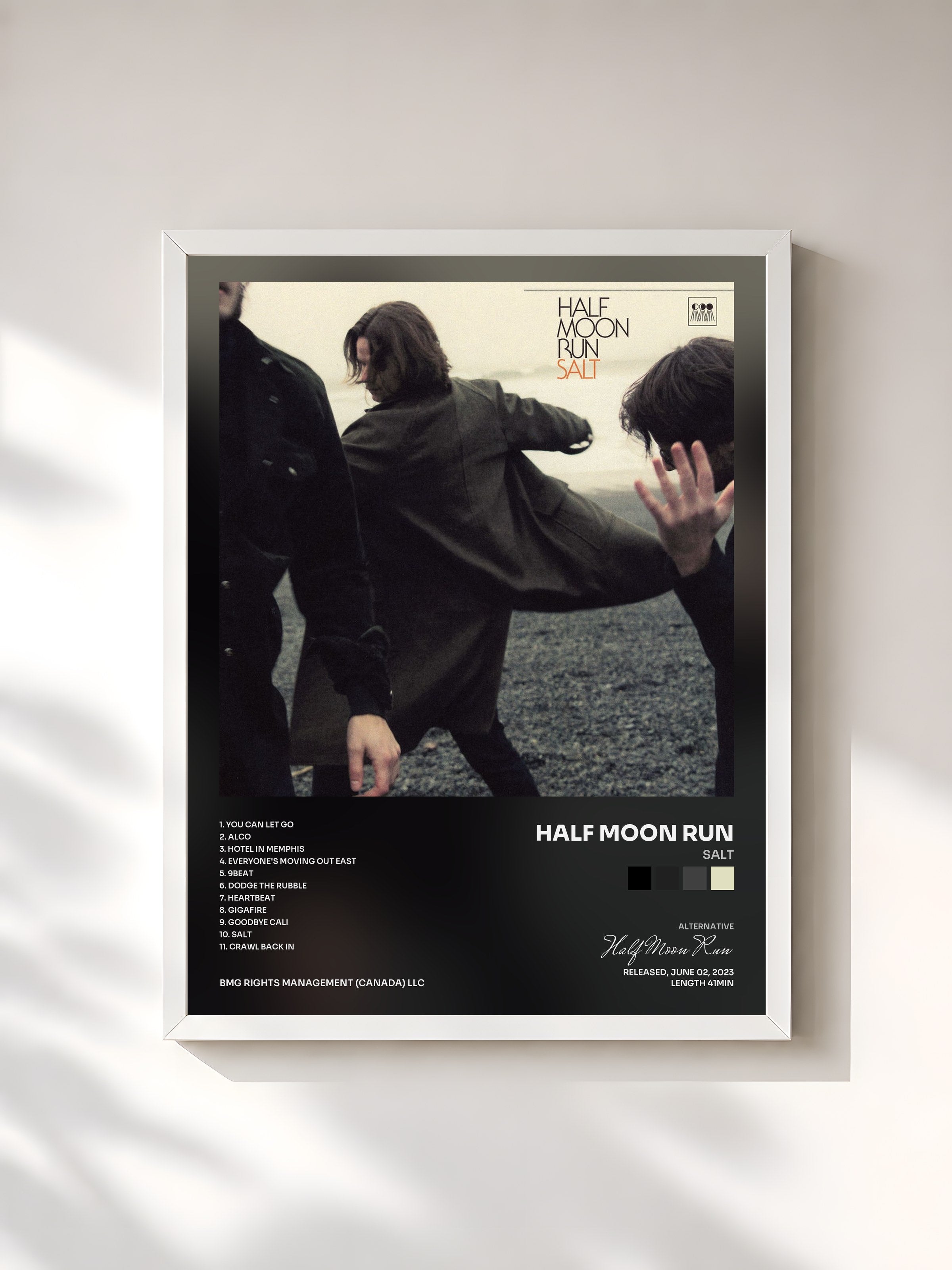 #blanc Tableau de l'album Salt de Half Moon Run, cadre blanc, imprimé et encadré en France