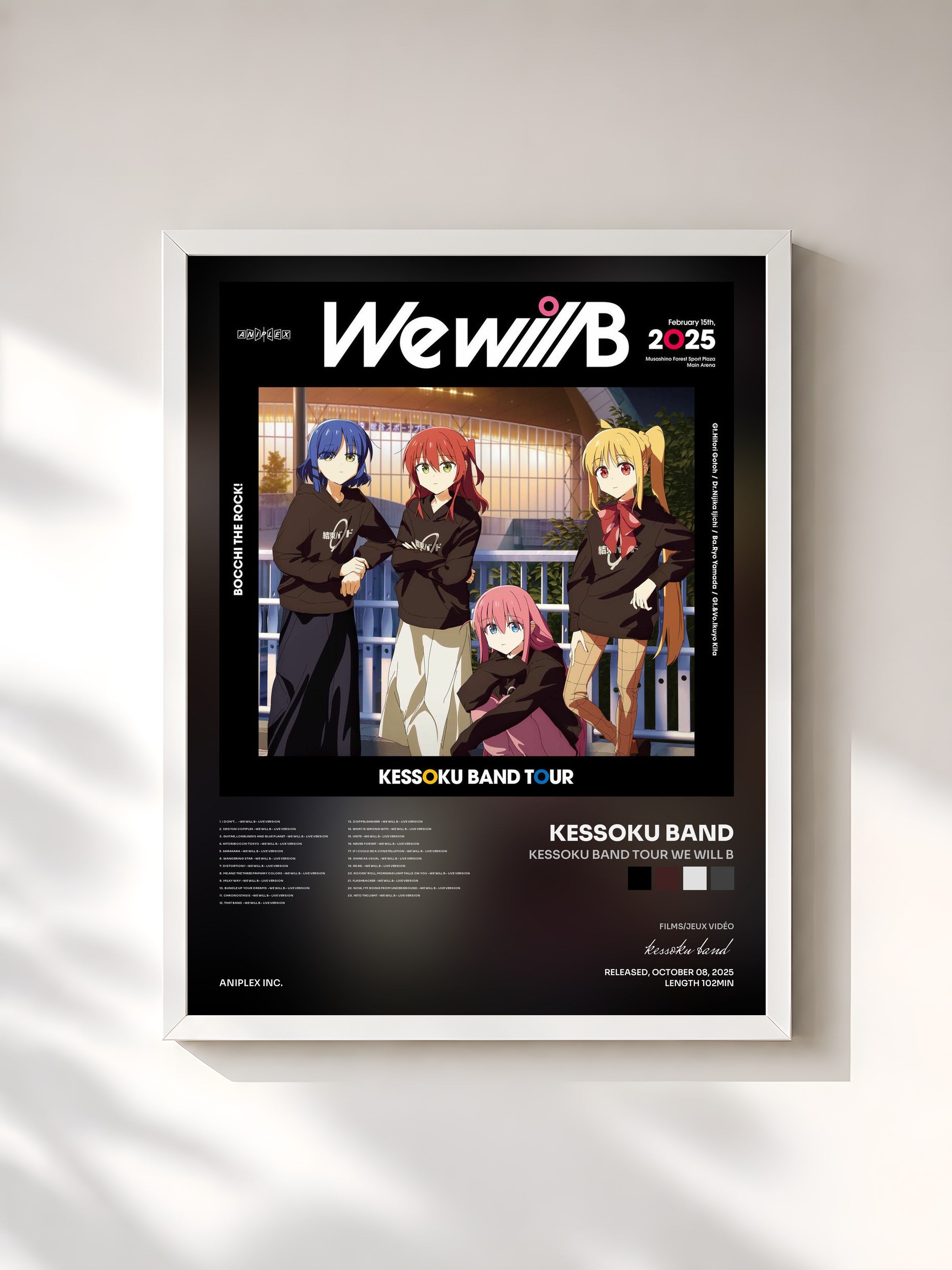 #blanc Tableau de l'album Kessoku Band TOUR We will B de kessoku band, cadre blanc, imprimé et encadré en France