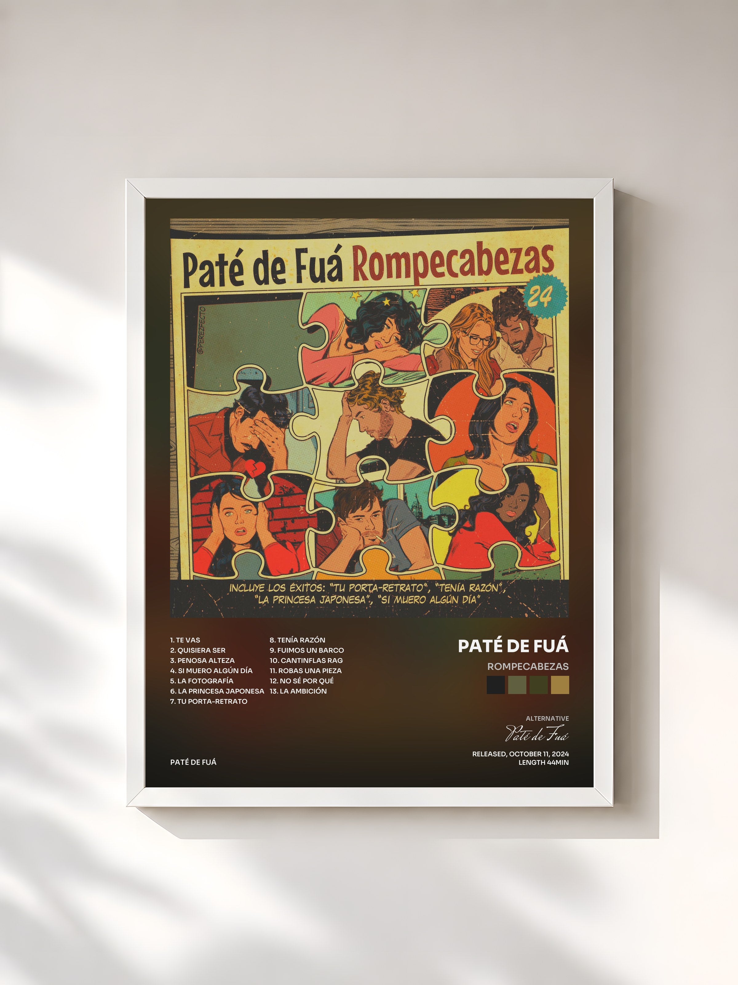 #blanc Tableau de l'album Rompecabezas de Paté de Fuá, cadre blanc, imprimé et encadré en France