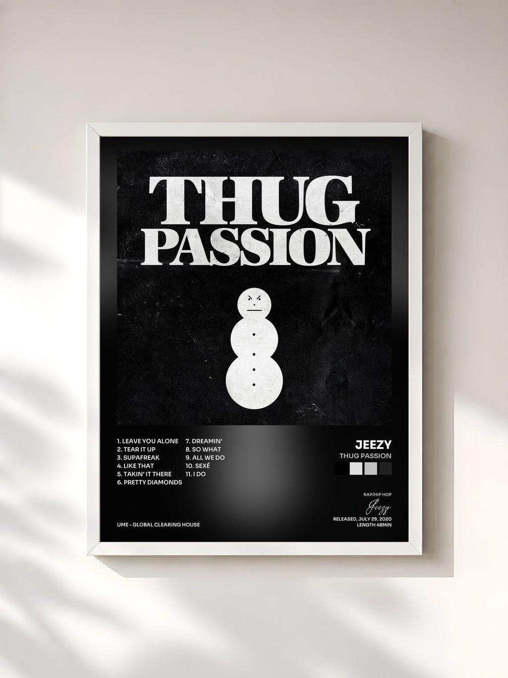 #blanc Thug Passion di Jeezy in stampa incorniciata, cornice bianca, stampata e incorniciata in Francia