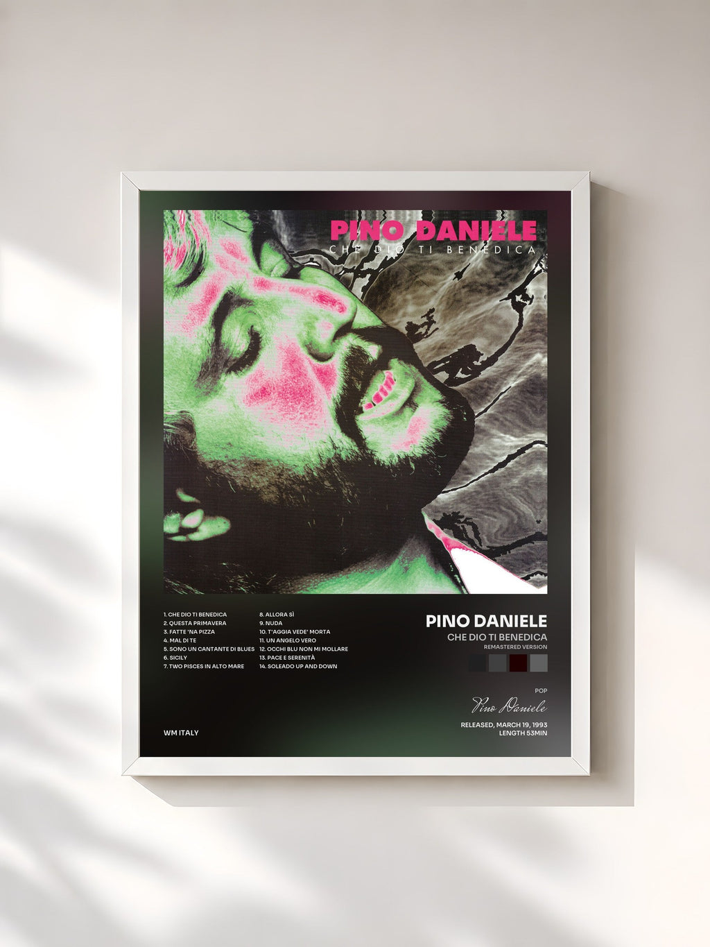 #blanc Che Dio ti benedica (Remastered Version) von Pino Daniele als gerahmter Kunstdruck, weißer Rahmen, gedruckt und gerahmt in Frankreich