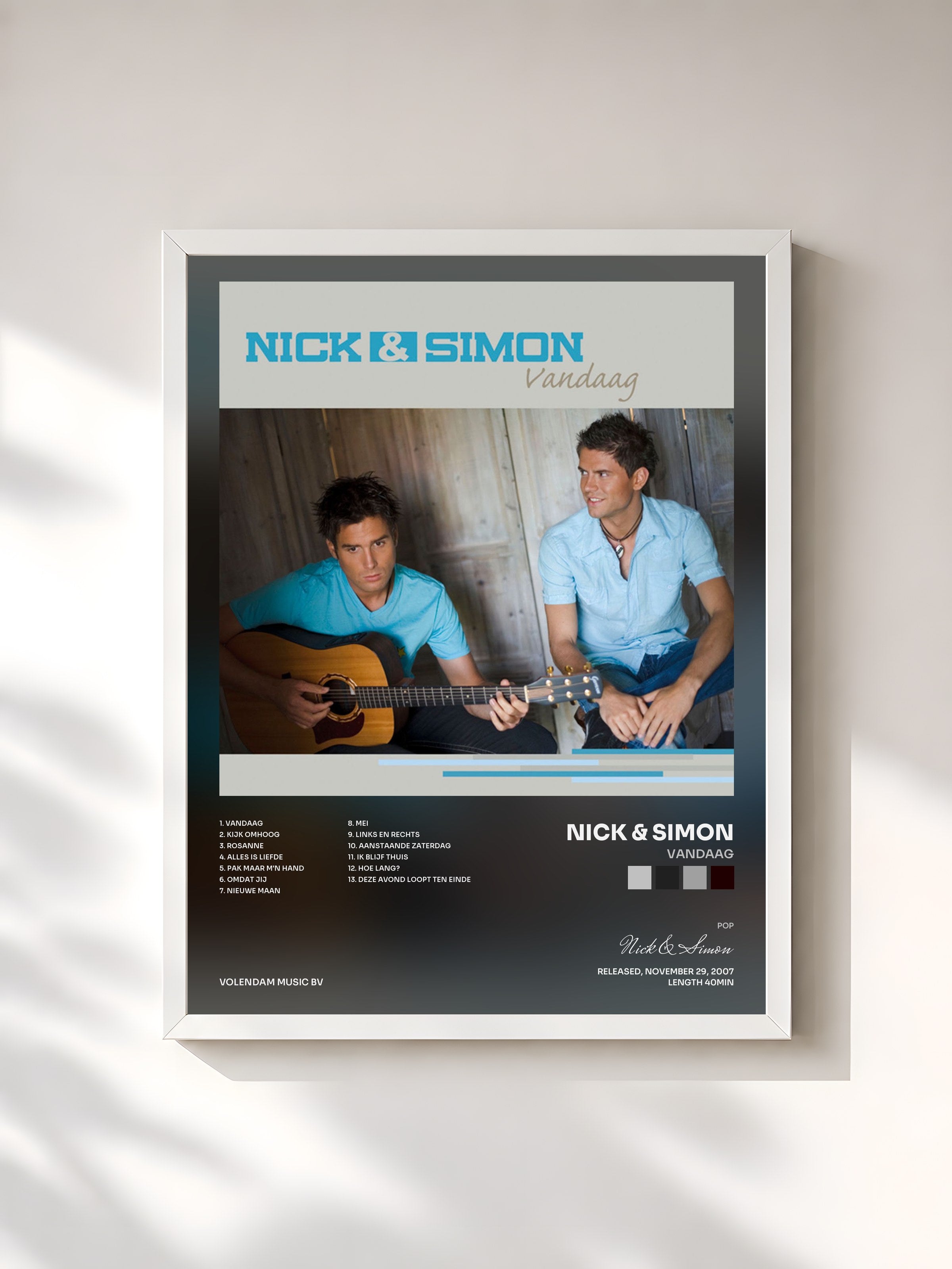 #blanc Tableau de l'album Vandaag de Nick & Simon, cadre blanc, imprimé et encadré en France