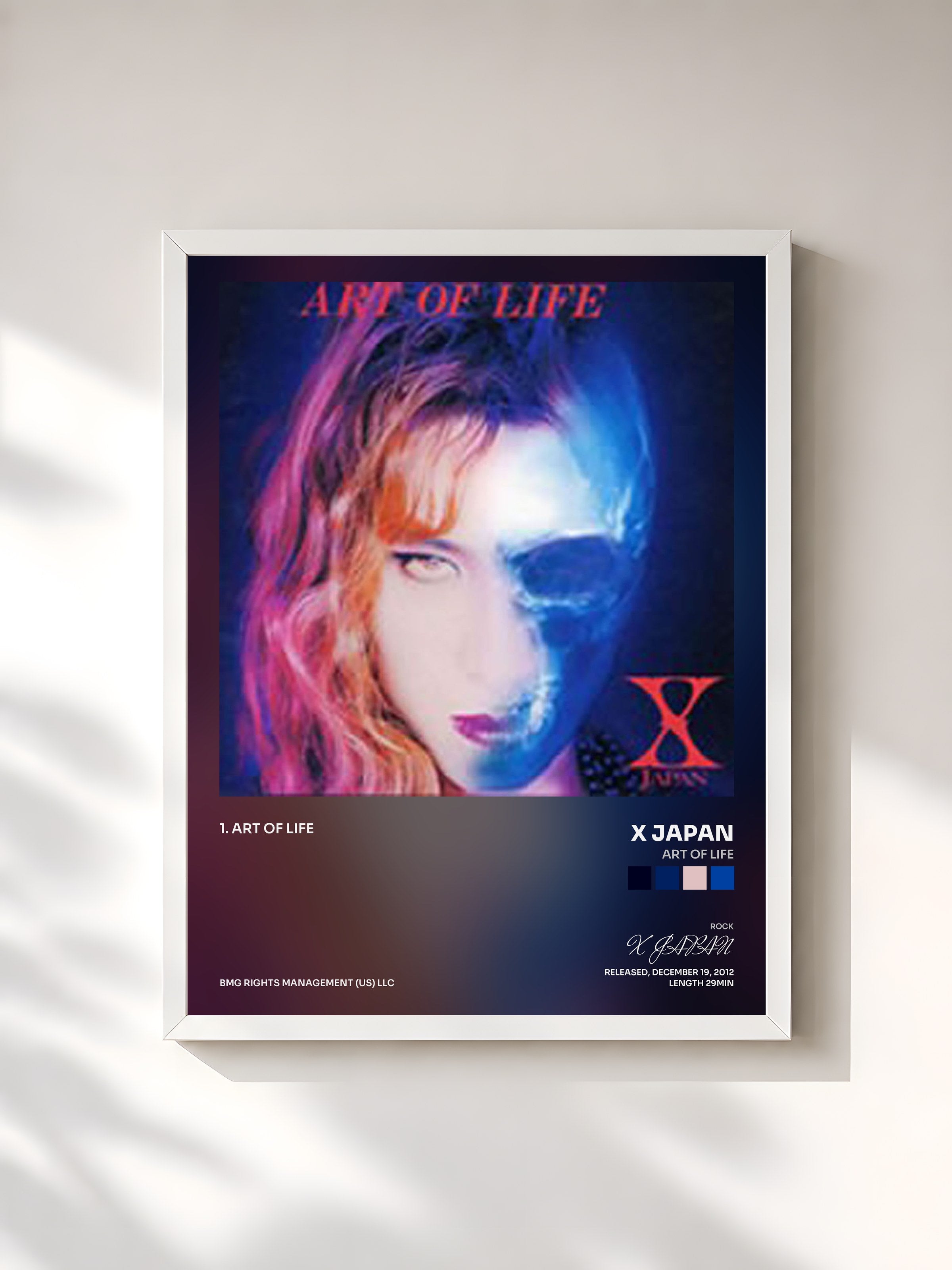 #blanc Tableau de l'album Art Of Life de X JAPAN, cadre blanc, imprimé et encadré en France