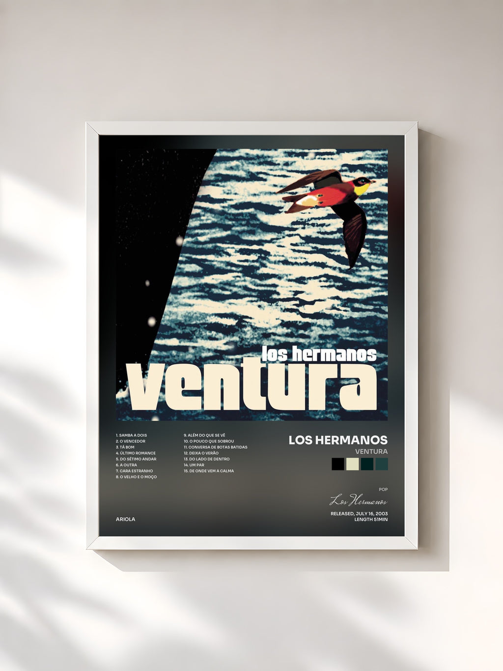 #blanc Tableau de l'album Ventura de Los Hermanos, cadre blanc, imprimé et encadré en France