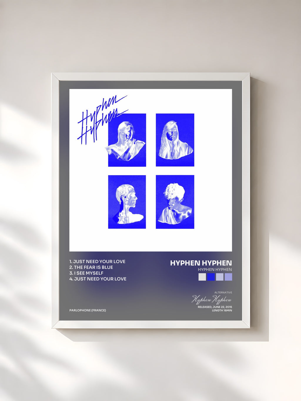 #blanc Hyphen Hyphen by Hyphen Hyphen as a framed art print, white frame, printed and framed in France