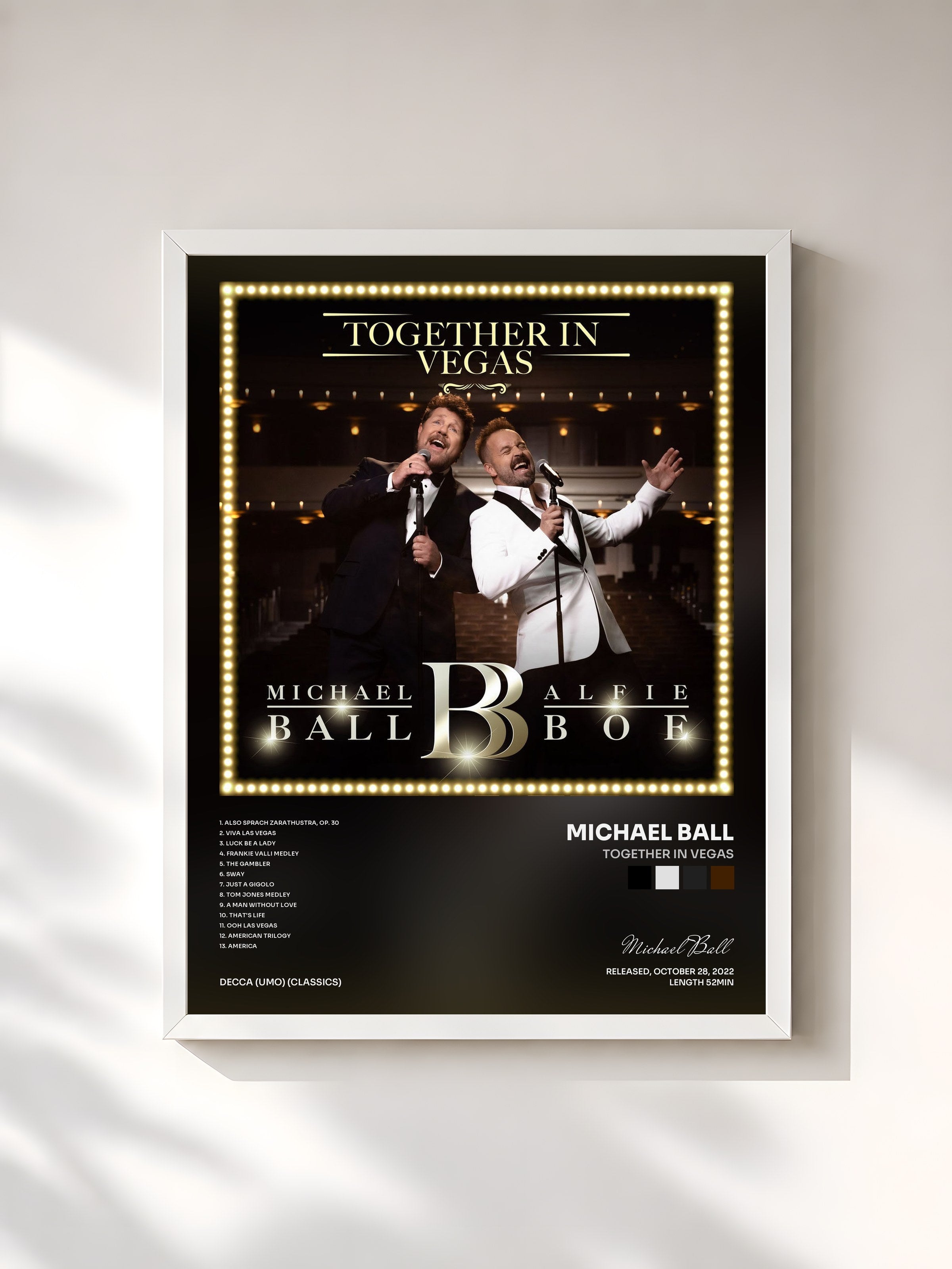 #blanc Tableau de l'album Together In Vegas de Michael Ball, cadre blanc, imprimé et encadré en France