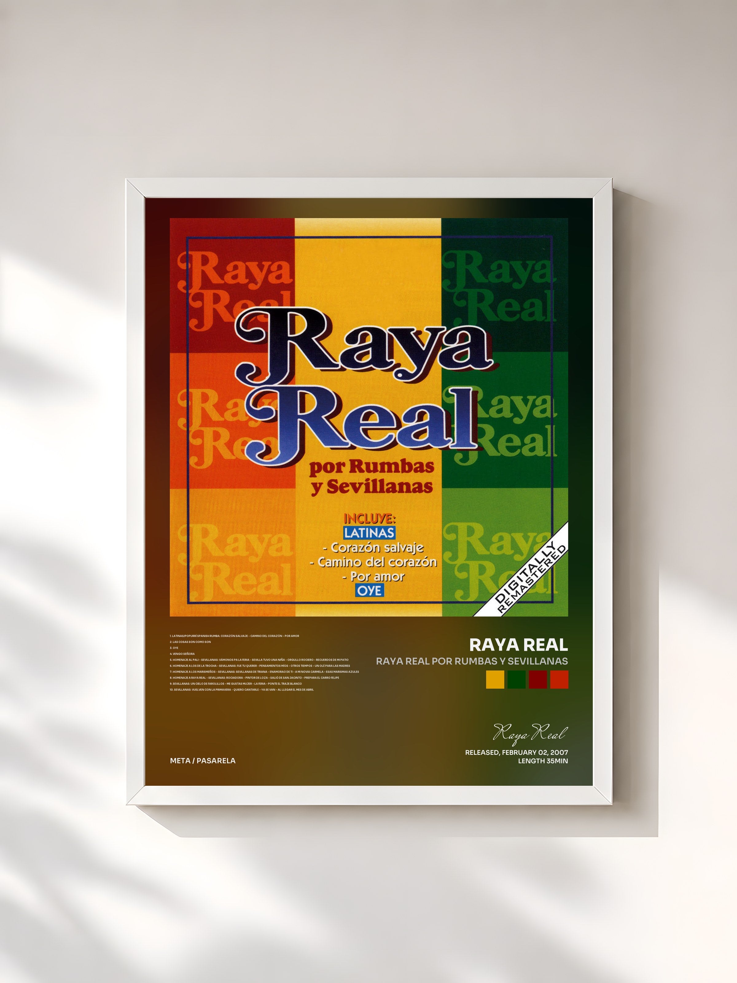 #blanc Tableau de l'album Raya Real Por Rumbas Y Sevillanas de Raya Real, cadre blanc, imprimé et encadré en France
