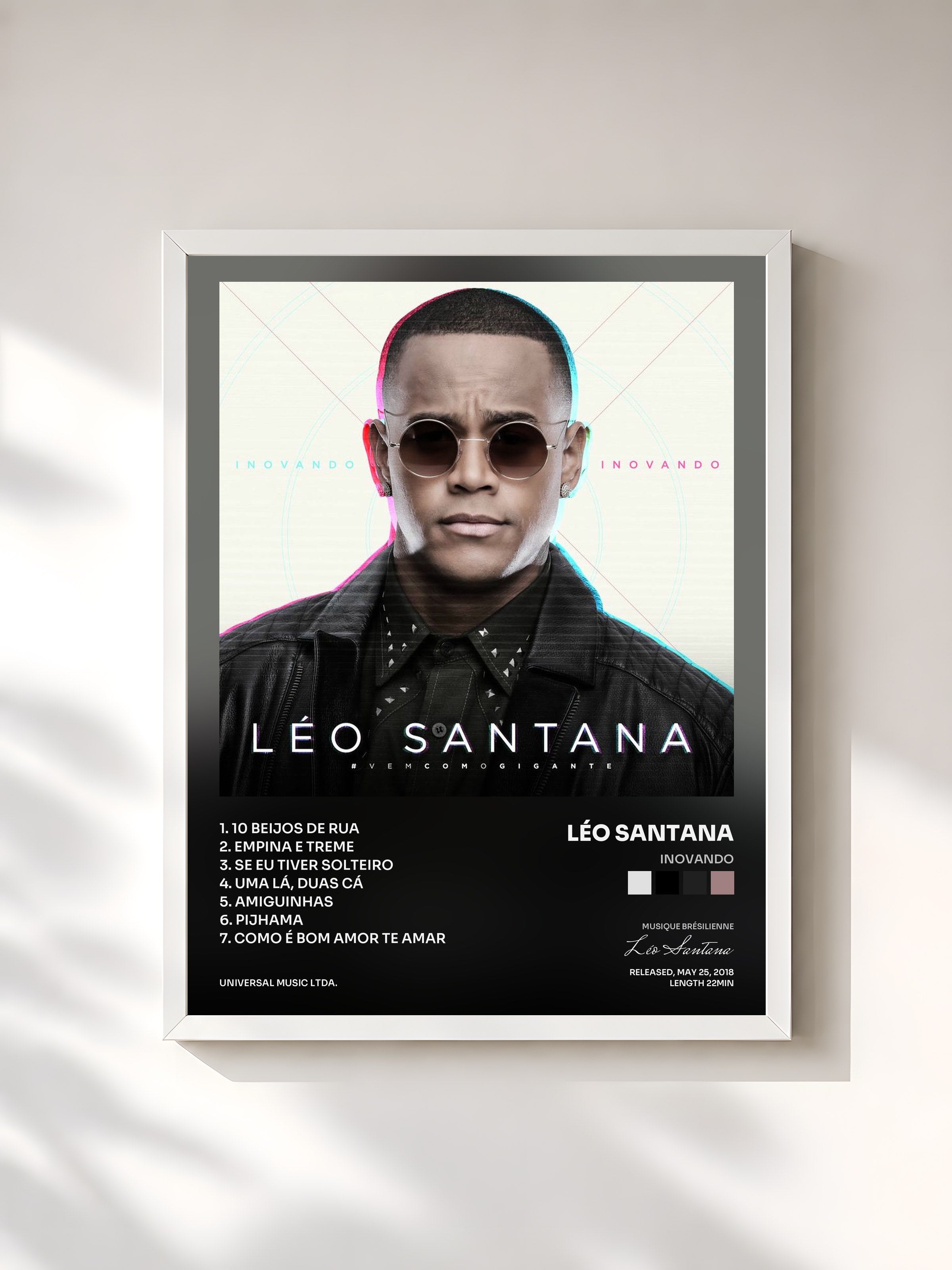 #blanc Tableau de l'album Inovando de Léo Santana, cadre blanc, imprimé et encadré en France