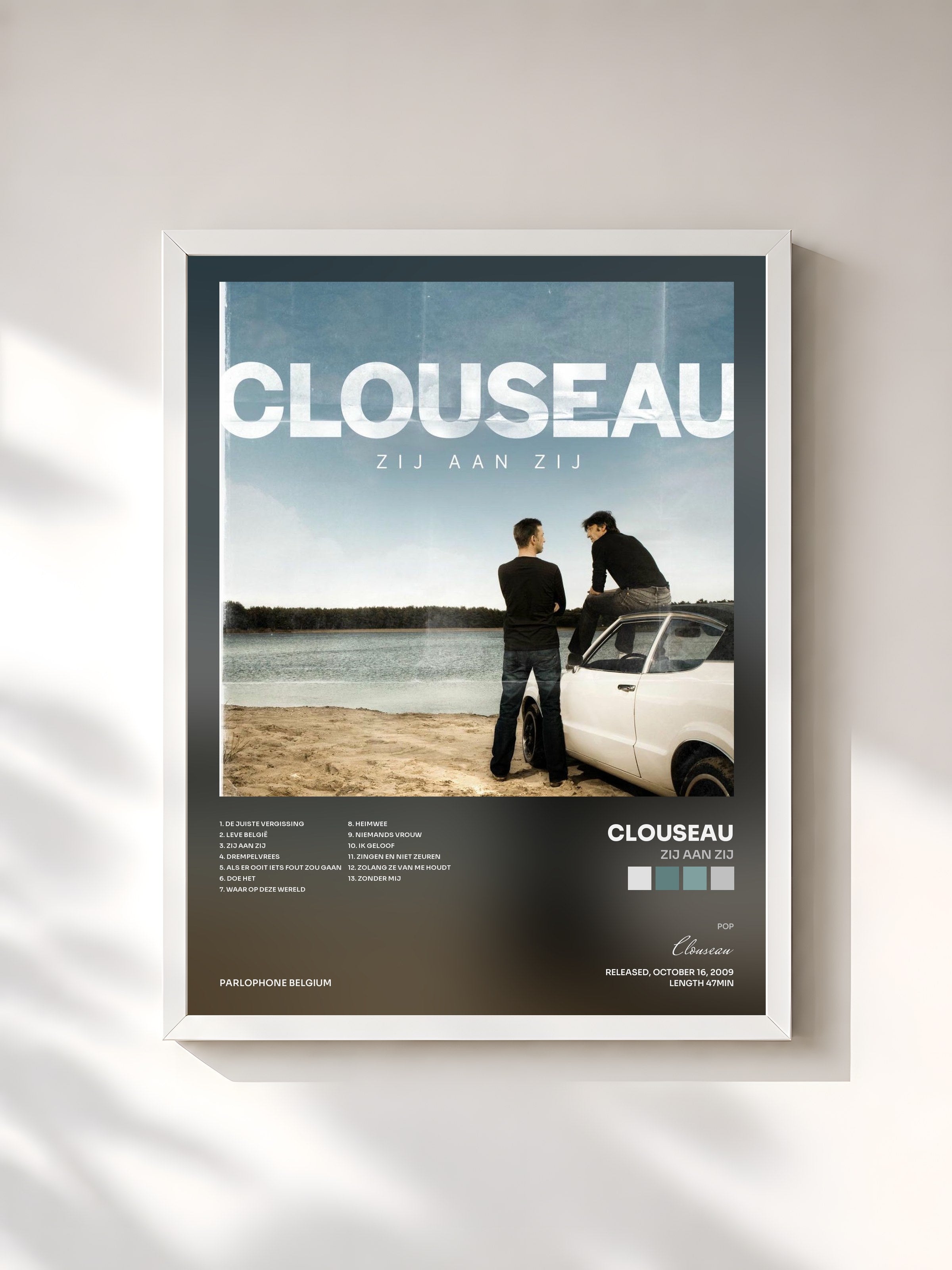 #blanc Tableau de l'album Zij Aan Zij de Clouseau, cadre blanc, imprimé et encadré en France