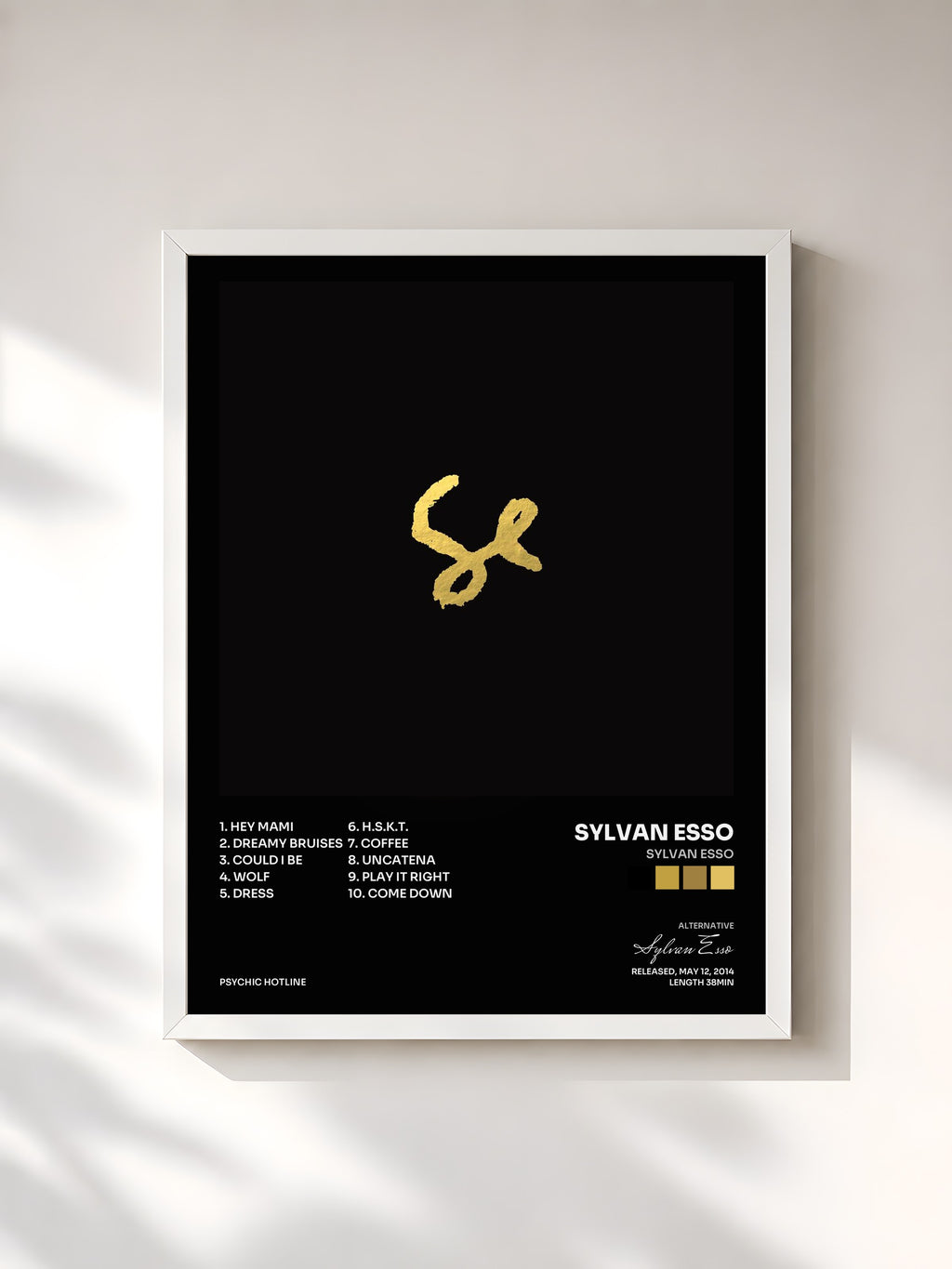 #blanc Tableau de l'album Sylvan Esso de Sylvan Esso, cadre blanc, imprimé et encadré en France