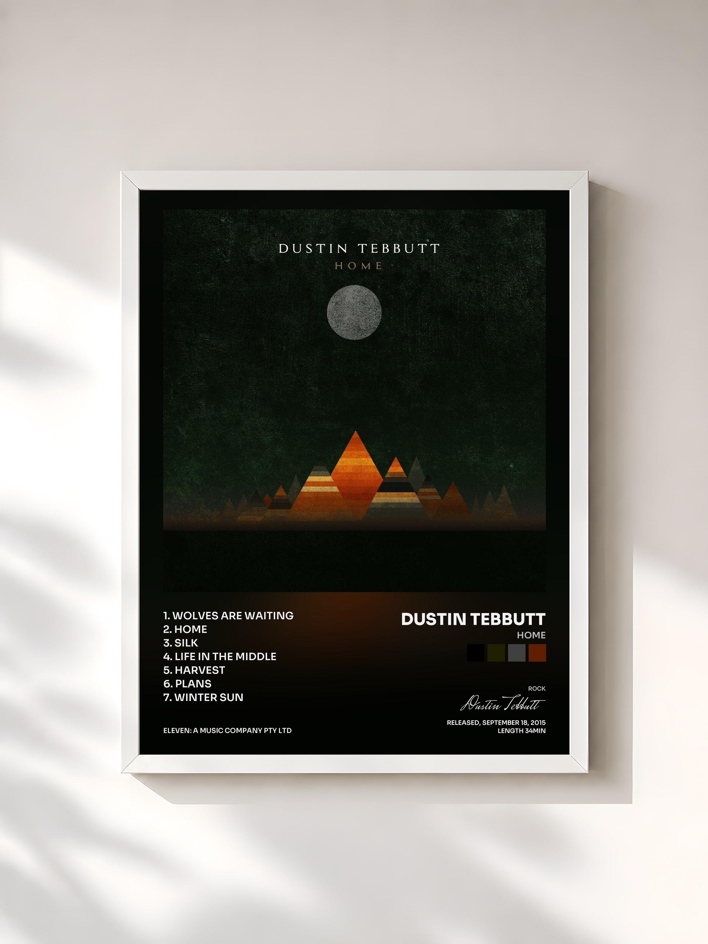 #blanc Tableau de l'album Home de Dustin Tebbutt, cadre blanc, imprimé et encadré en France