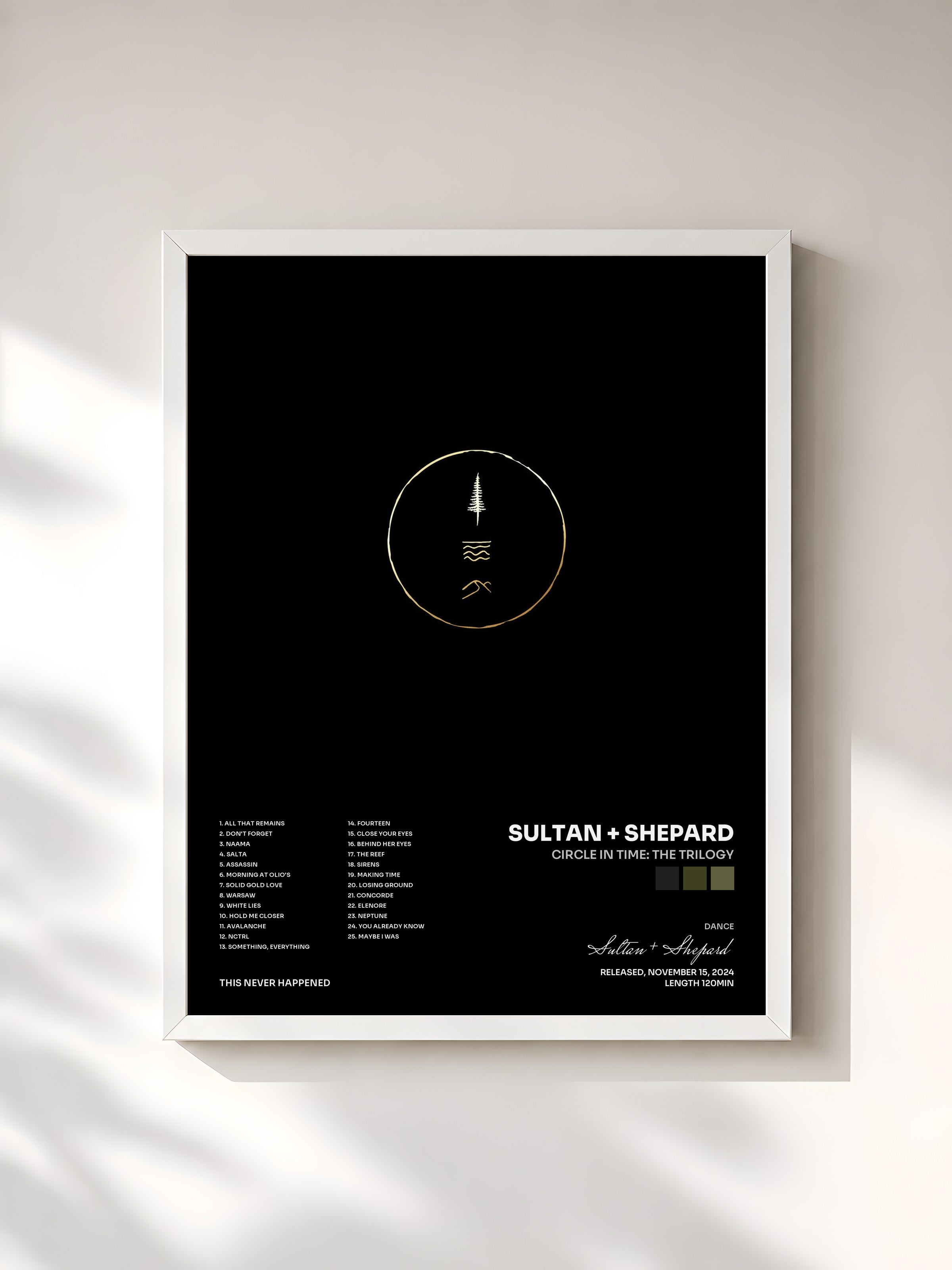 #blanc Tableau de l'album Circle In Time: The Trilogy de Sultan + Shepard, cadre blanc, imprimé et encadré en France