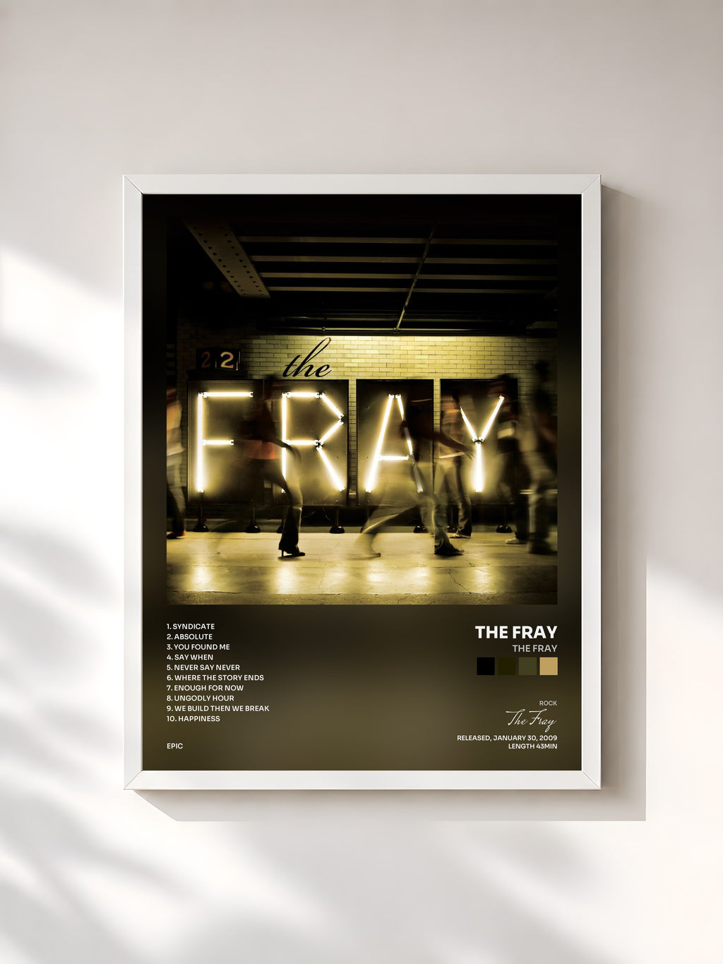 #blanc Tableau de l'album The Fray de The Fray, cadre blanc, imprimé et encadré en France