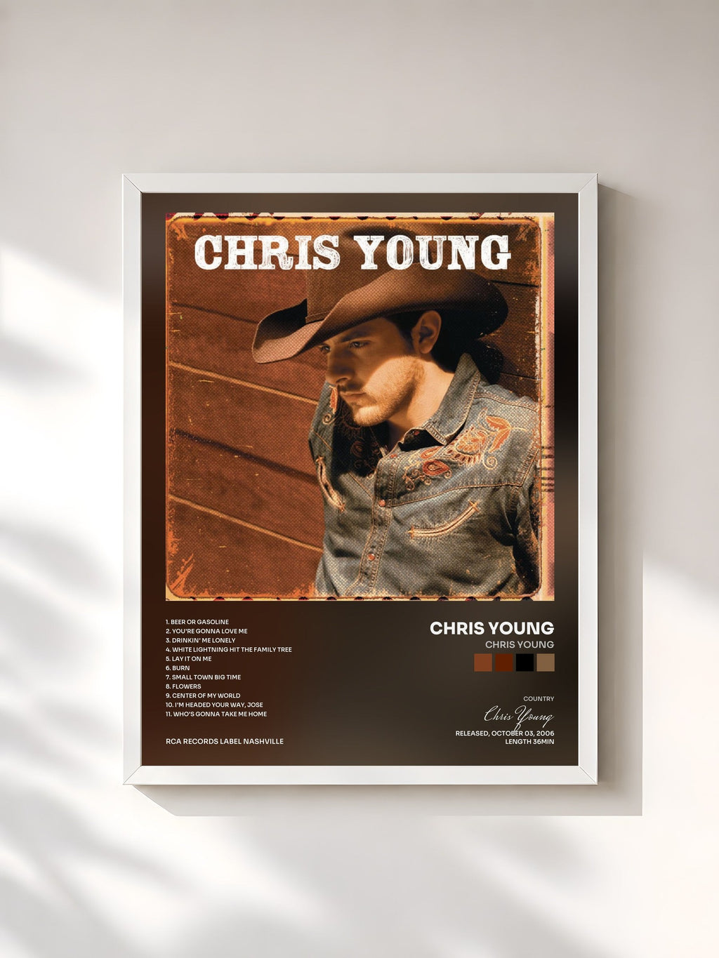 #blanc Chris Young von Chris Young als gerahmter Kunstdruck, weißer Rahmen, gedruckt und gerahmt in Frankreich