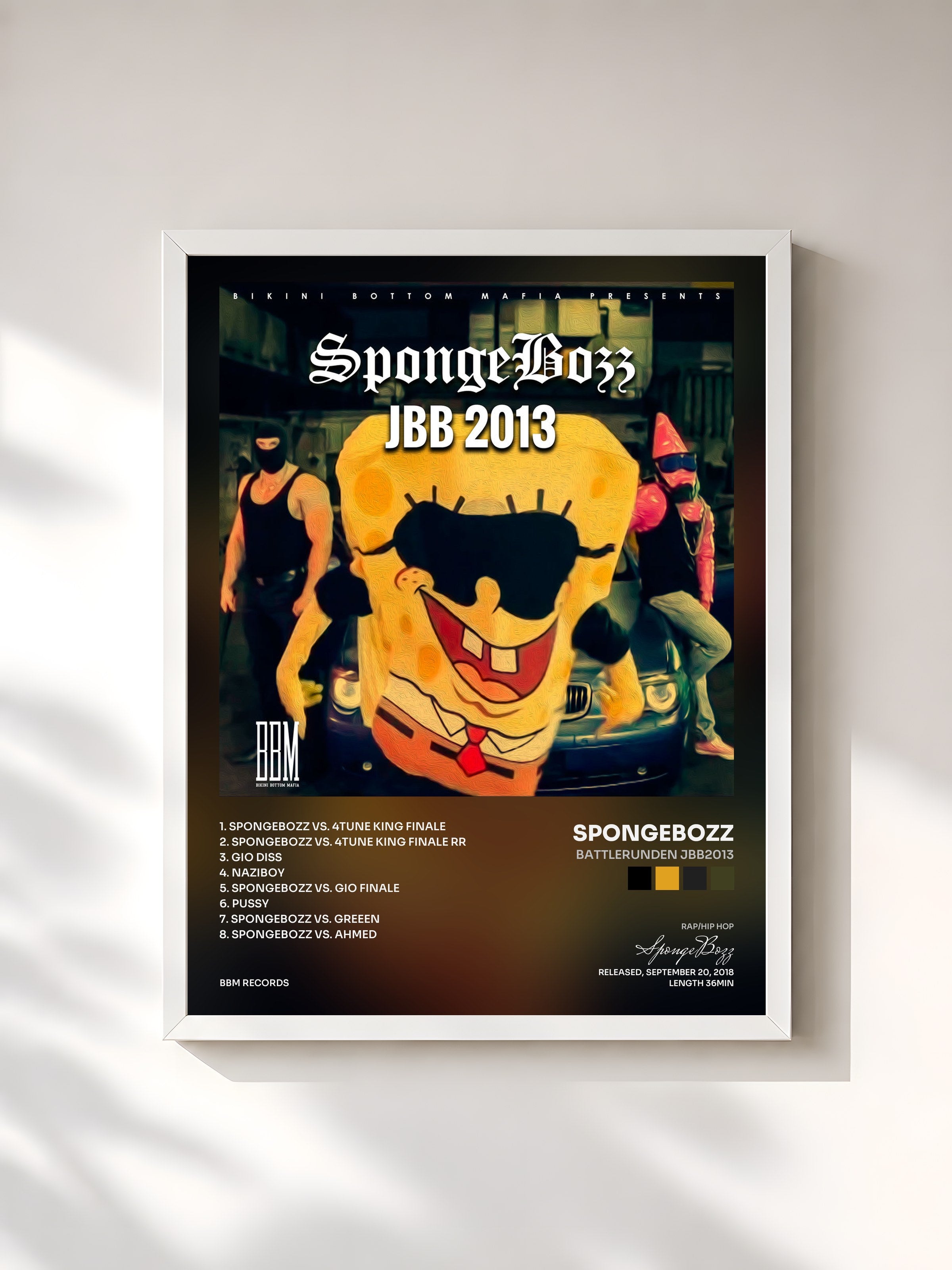 #blanc Tableau de l'album Battlerunden JBB2013 de SpongeBozz, cadre blanc, imprimé et encadré en France