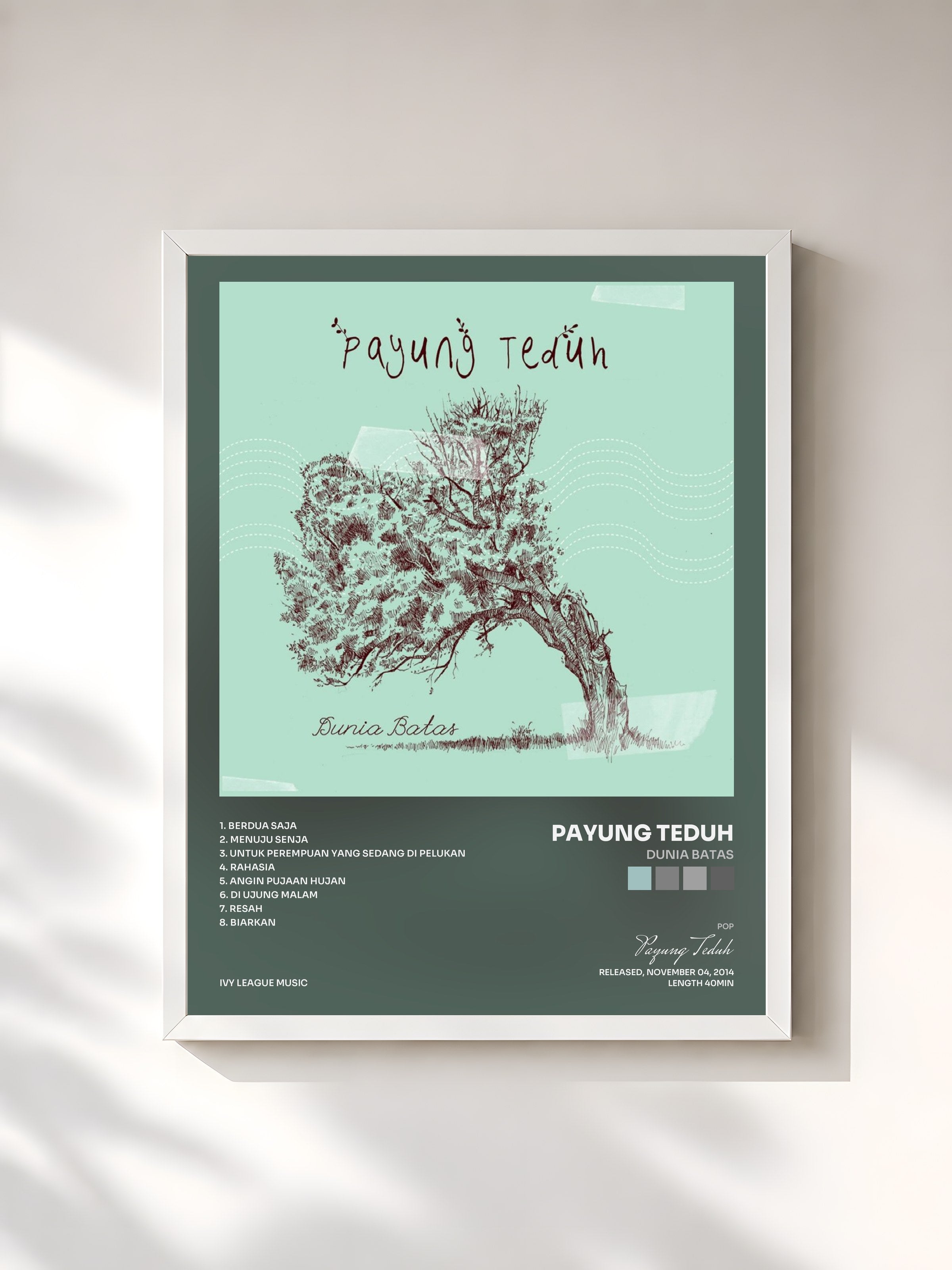 #blanc Tableau de l'album Dunia Batas de Payung Teduh, cadre blanc, imprimé et encadré en France
