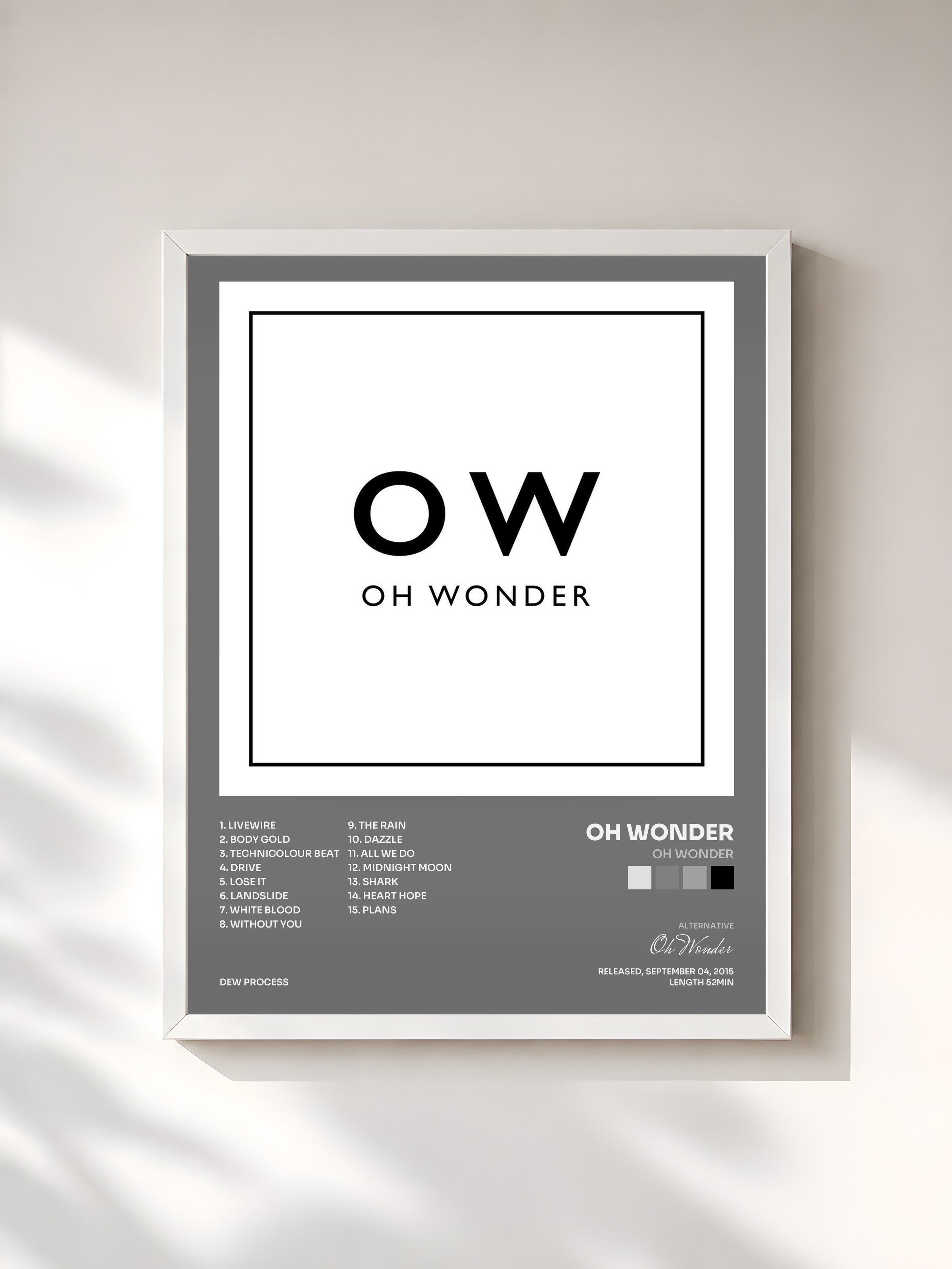 #blanc Tableau de l'album Oh Wonder de Oh Wonder, cadre blanc, imprimé et encadré en France