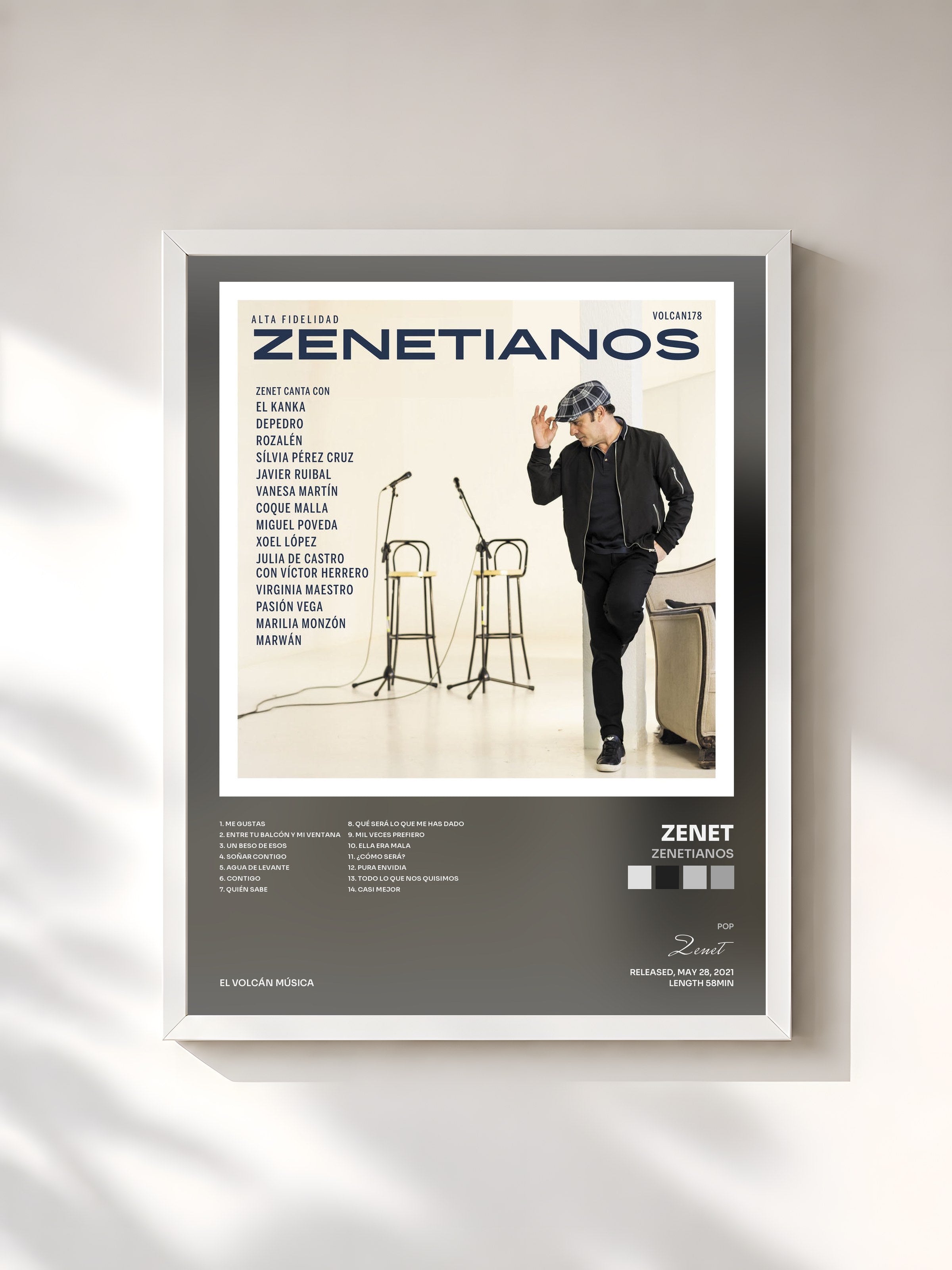 #blanc Tableau de l'album Zenetianos de Zenet, cadre blanc, imprimé et encadré en France