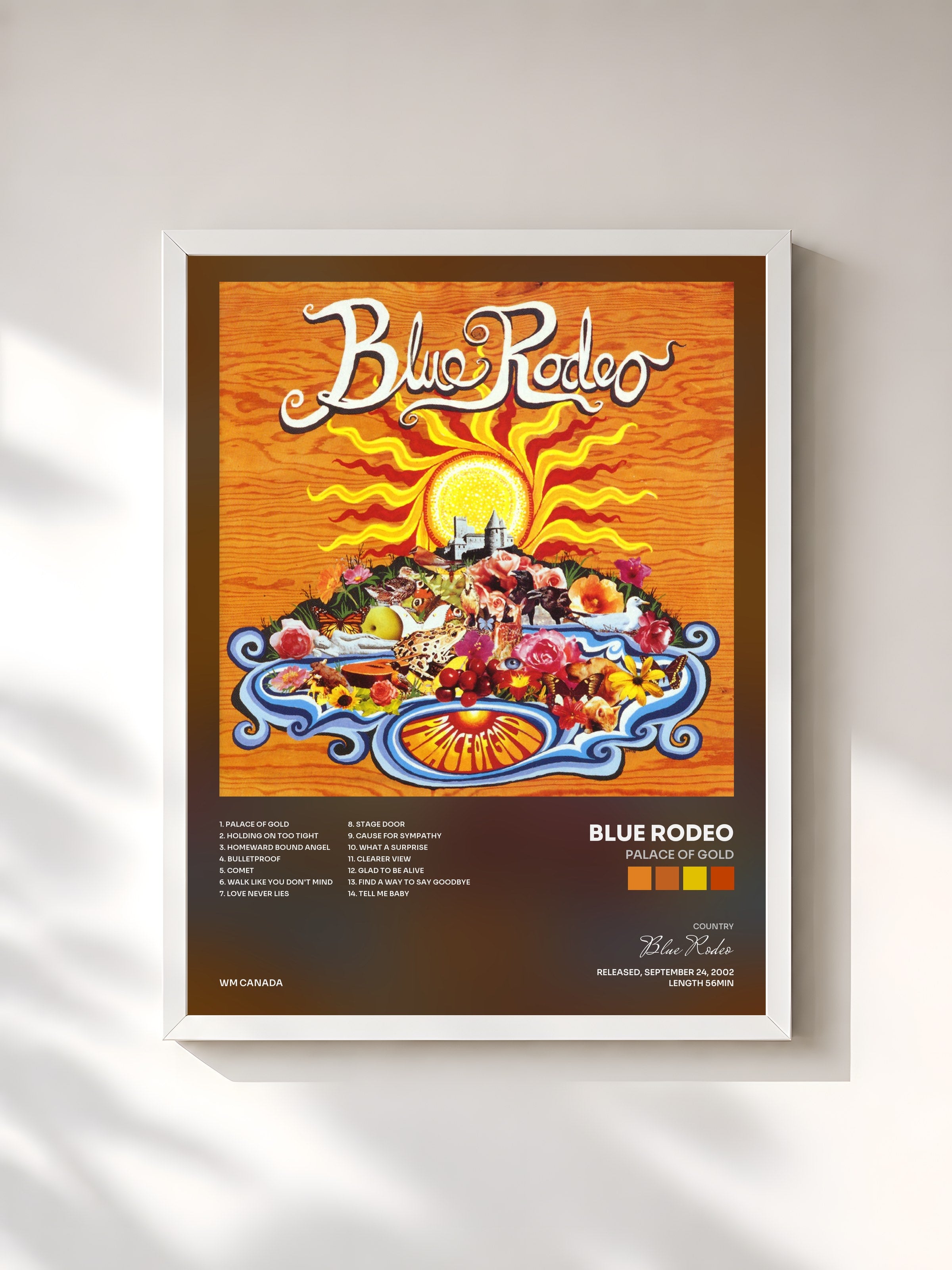 #blanc Tableau de l'album Palace of Gold de Blue Rodeo, cadre blanc, imprimé et encadré en France