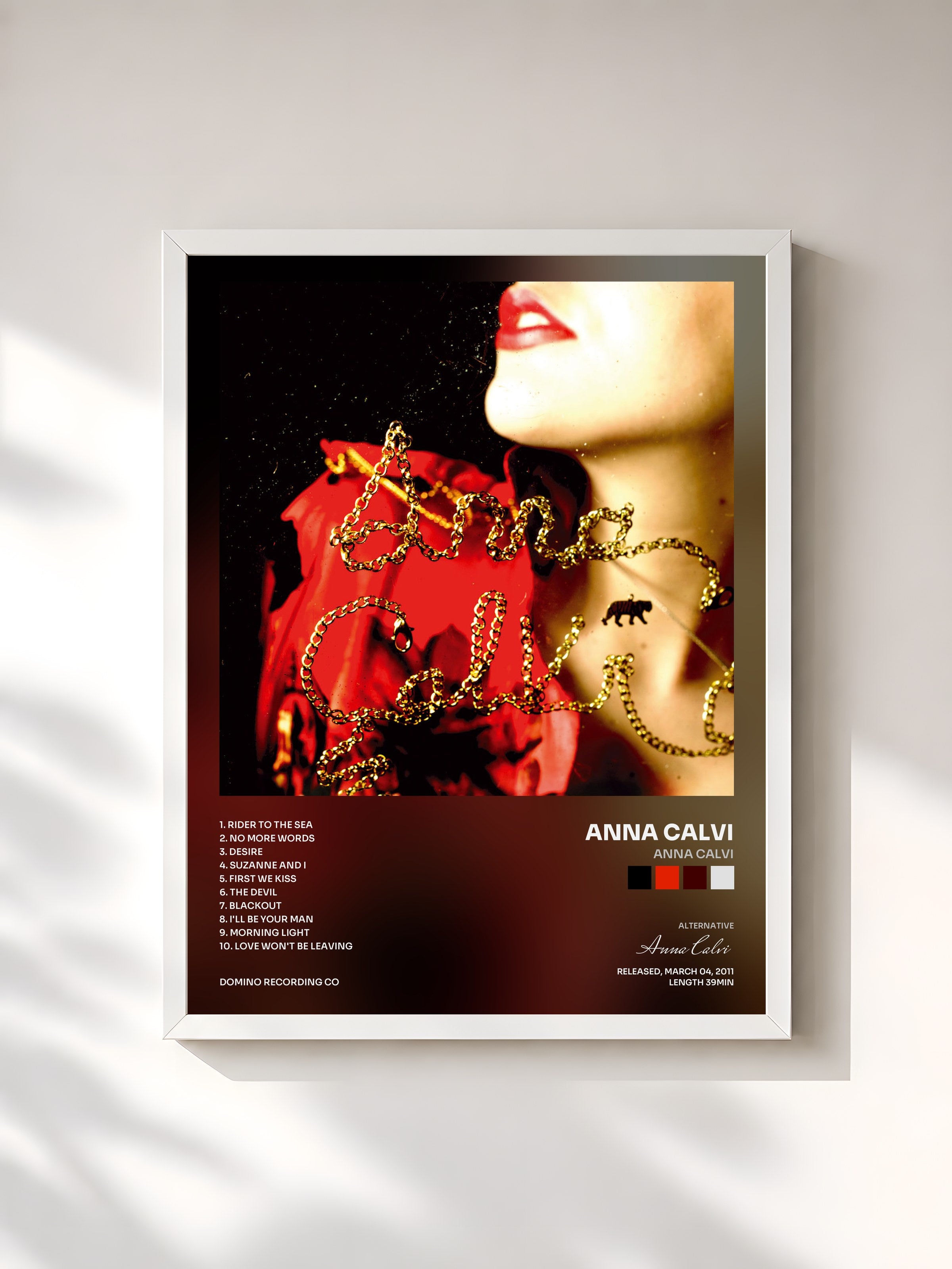 #blanc Tableau de l'album Anna Calvi de Anna Calvi, cadre blanc, imprimé et encadré en France