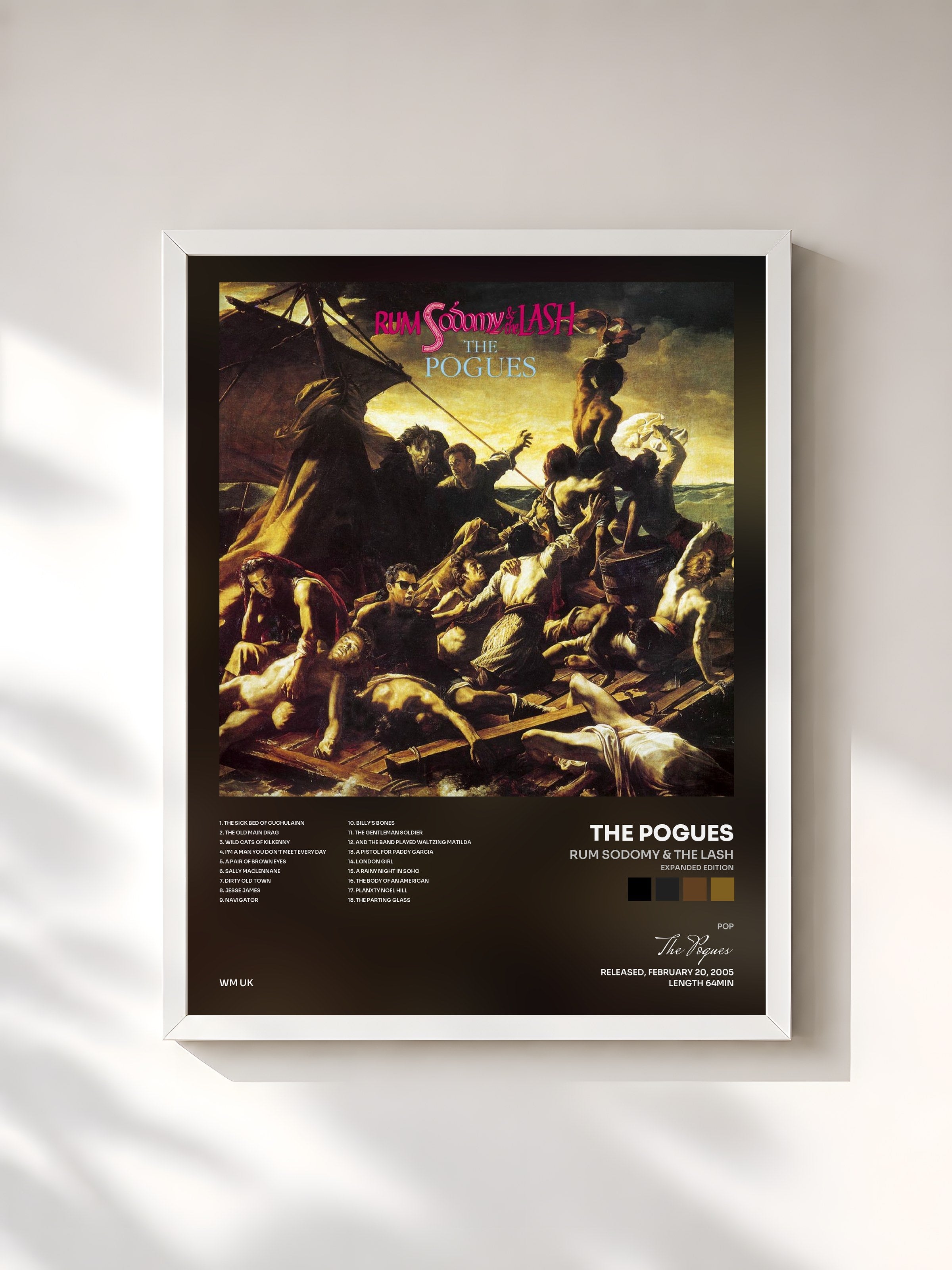 #blanc Tableau de l'album Rum Sodomy & The Lash (Expanded Edition) de The Pogues, cadre blanc, imprimé et encadré en France