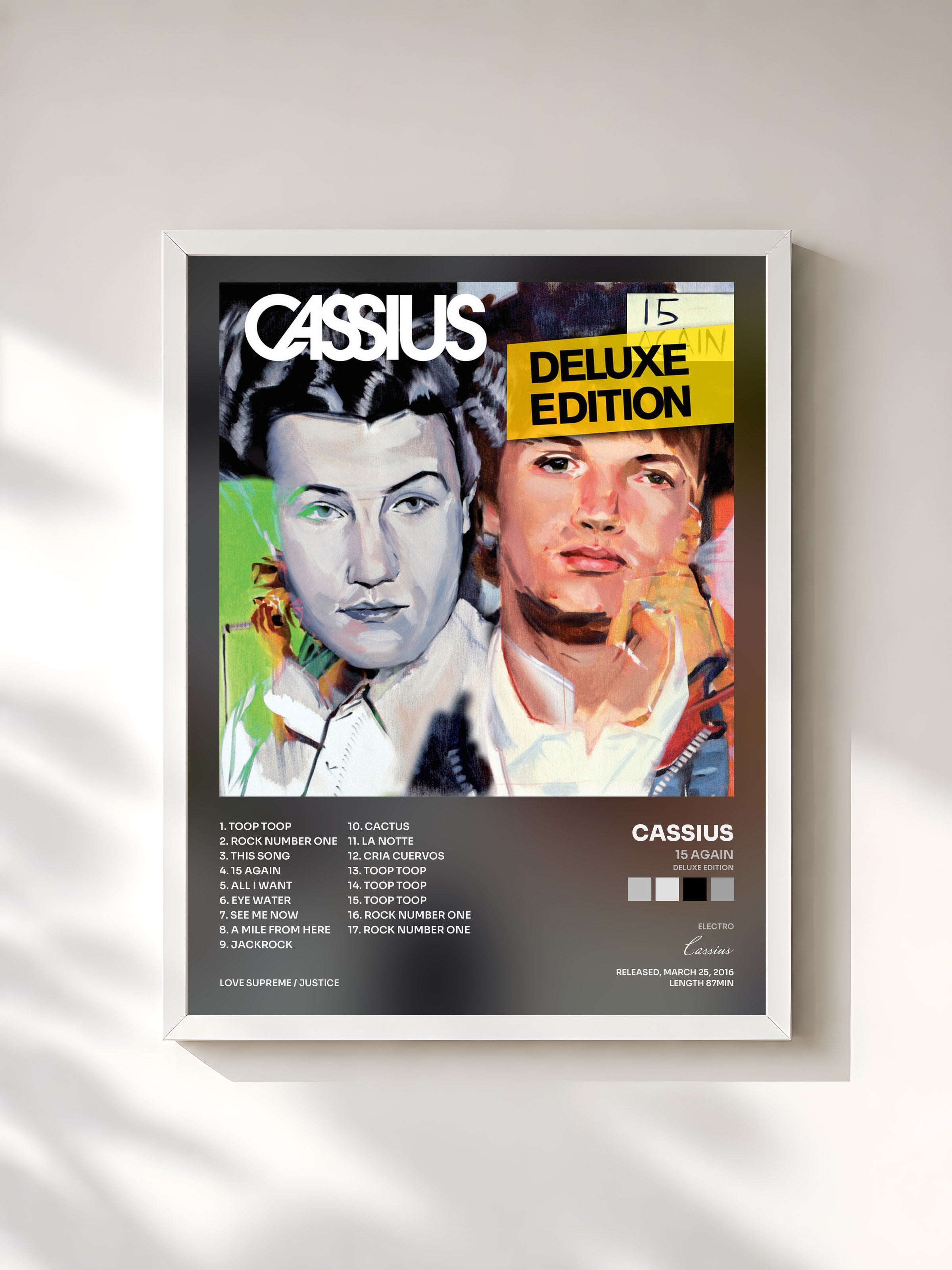 #blanc Tableau de l'album 15 Again (Deluxe Edition) de Cassius, cadre blanc, imprimé et encadré en France