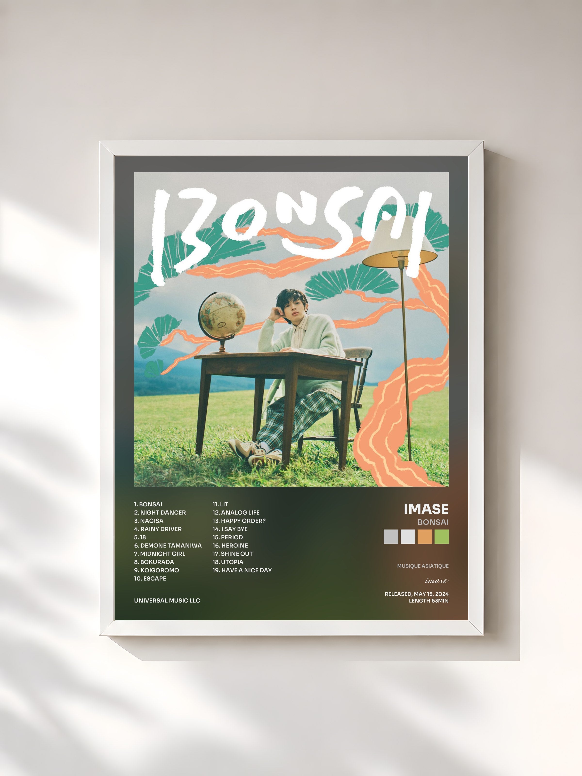 #blanc Tableau de l'album BONSAI de imase, cadre blanc, imprimé et encadré en France