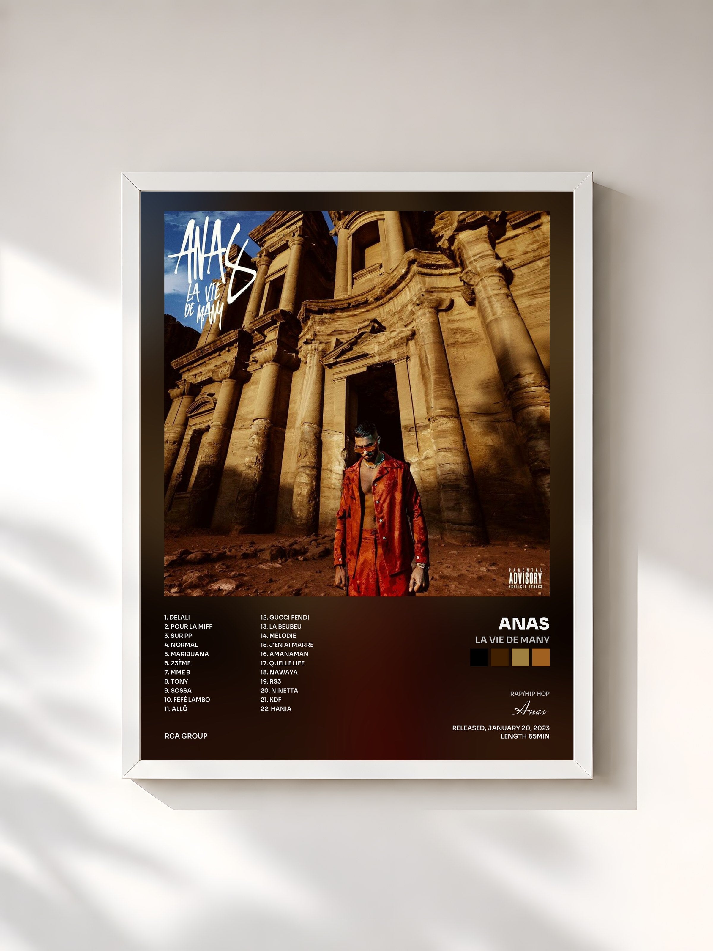 #blanc Tableau de l'album La vie de Many de Anas, cadre blanc, imprimé et encadré en France